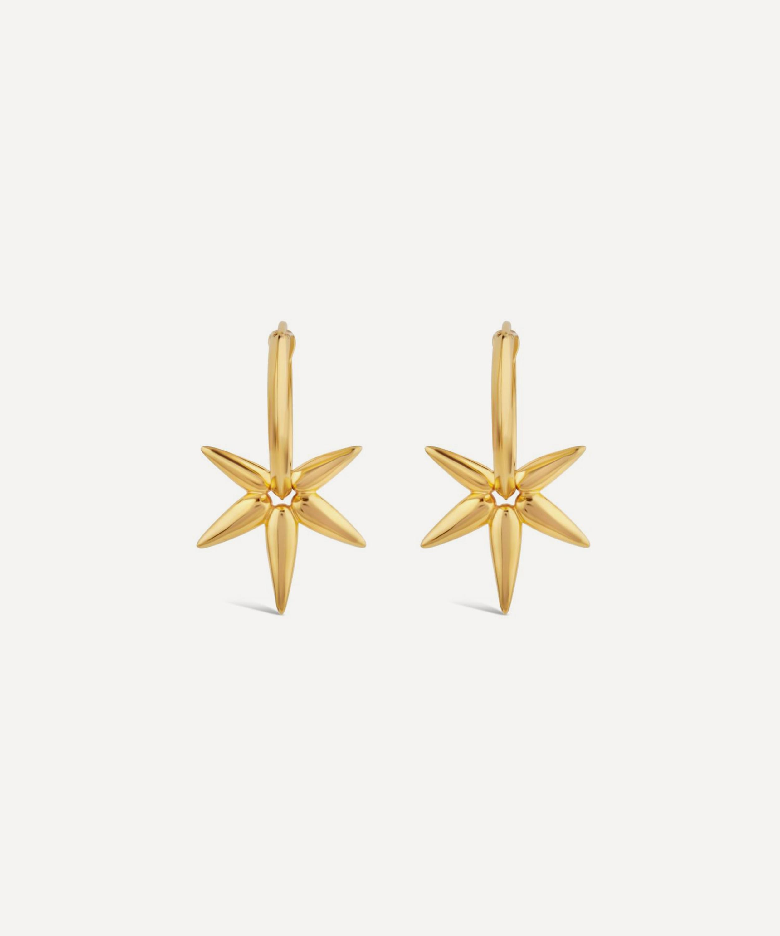 Dinny Hall - 22ct Gold-Plated Sunbeam Charm Drop Hoop Earrings