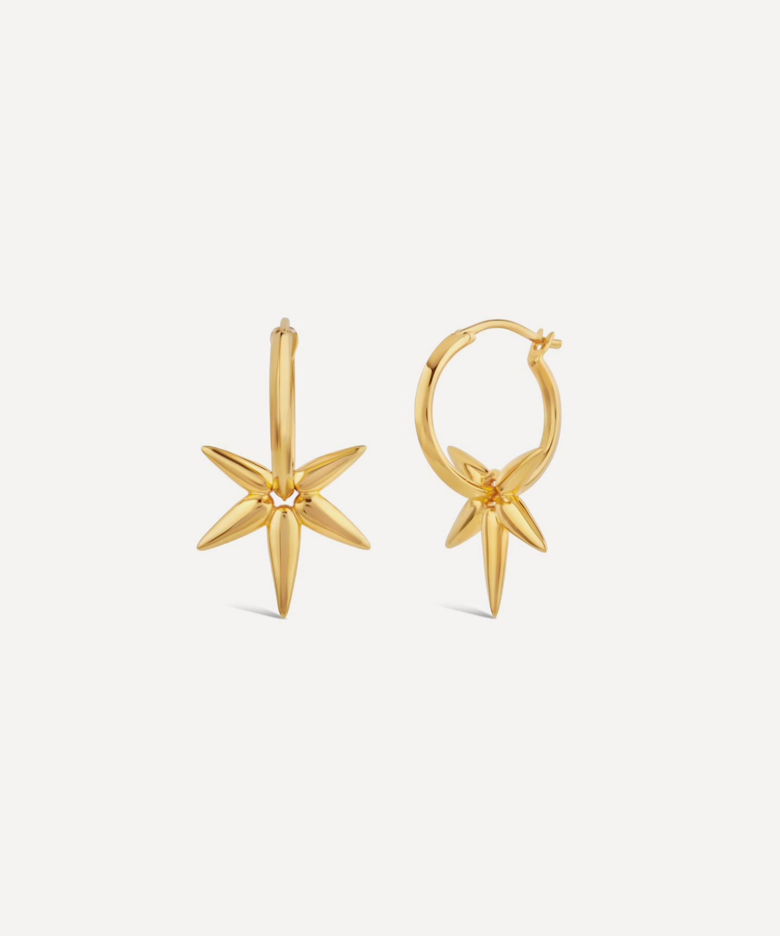 Dinny Hall - 22ct Gold-Plated Sunbeam Charm Drop Hoop Earrings image number 3