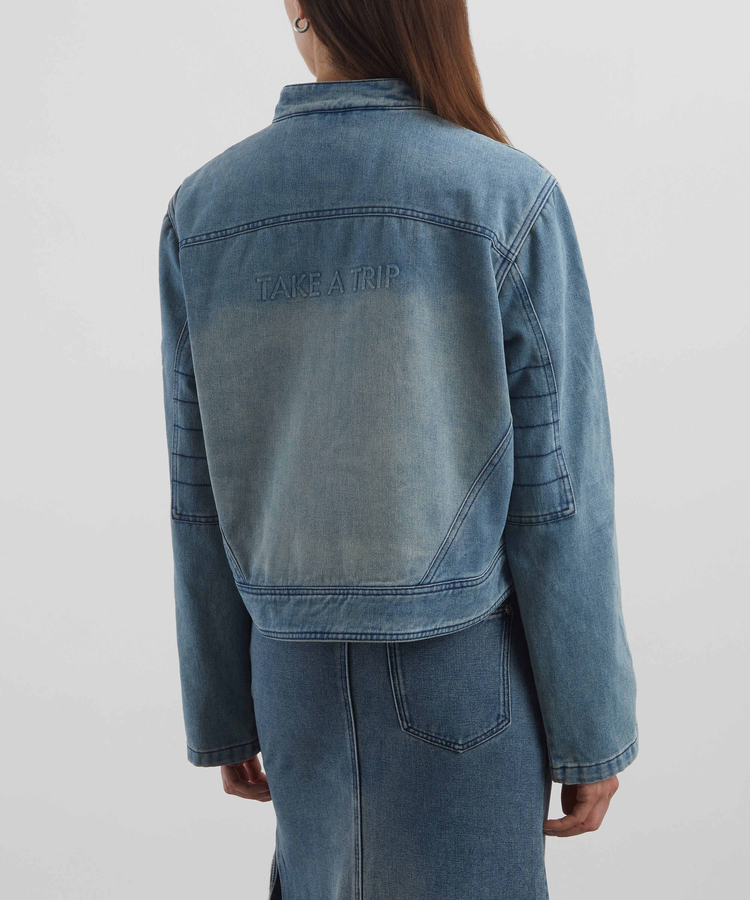 House of Sunny - Take a Trip Mini Racer Denim Jacket image number 3