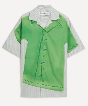 JW Anderson - White and Green Striped Trompe L’Oeil Shirt image number 0