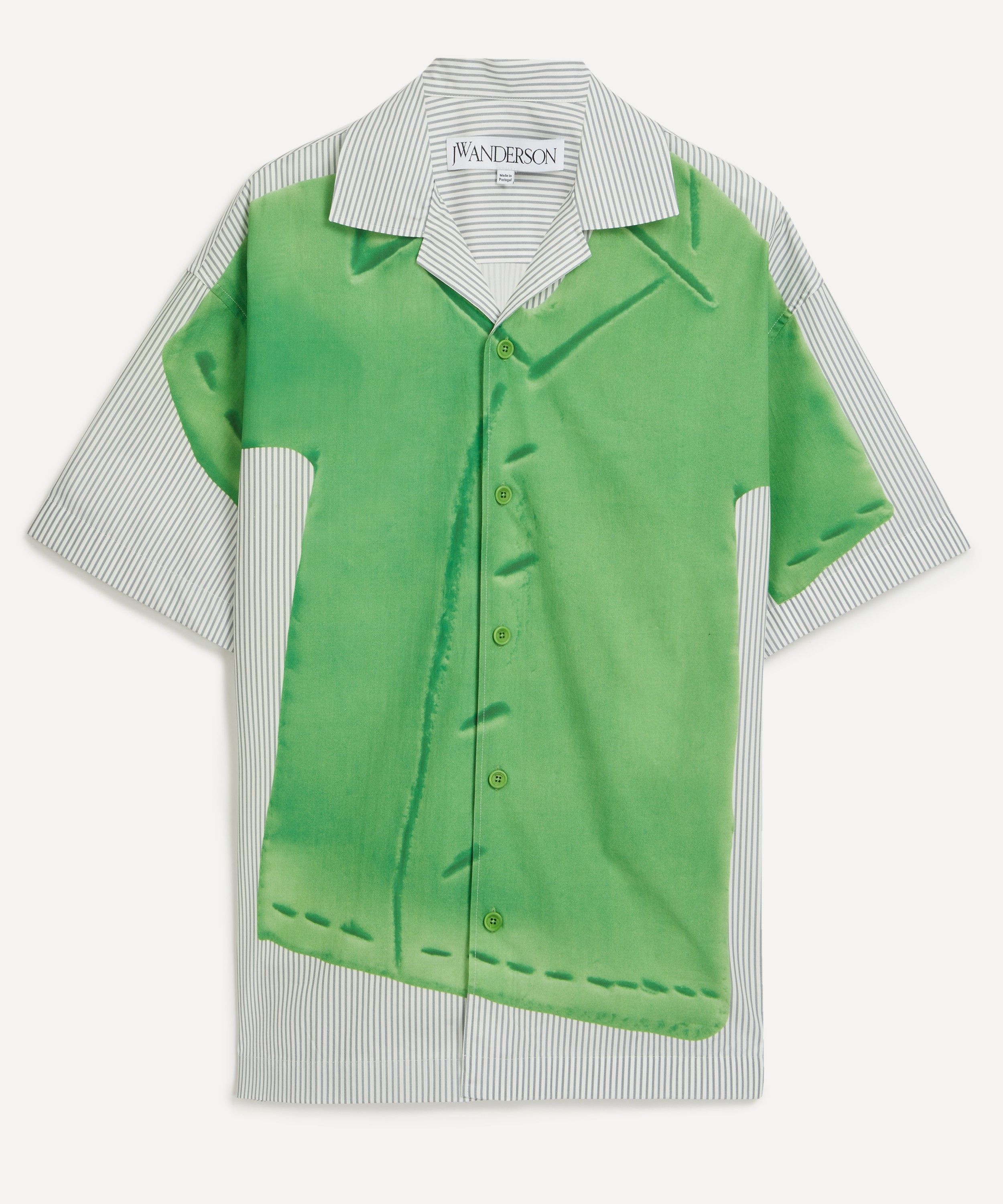 JW Anderson - White and Green Striped Trompe L’Oeil Shirt