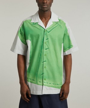 JW Anderson - White and Green Striped Trompe L’Oeil Shirt image number 2