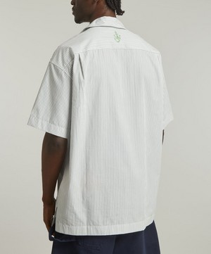 JW Anderson - White and Green Striped Trompe L’Oeil Shirt image number 3