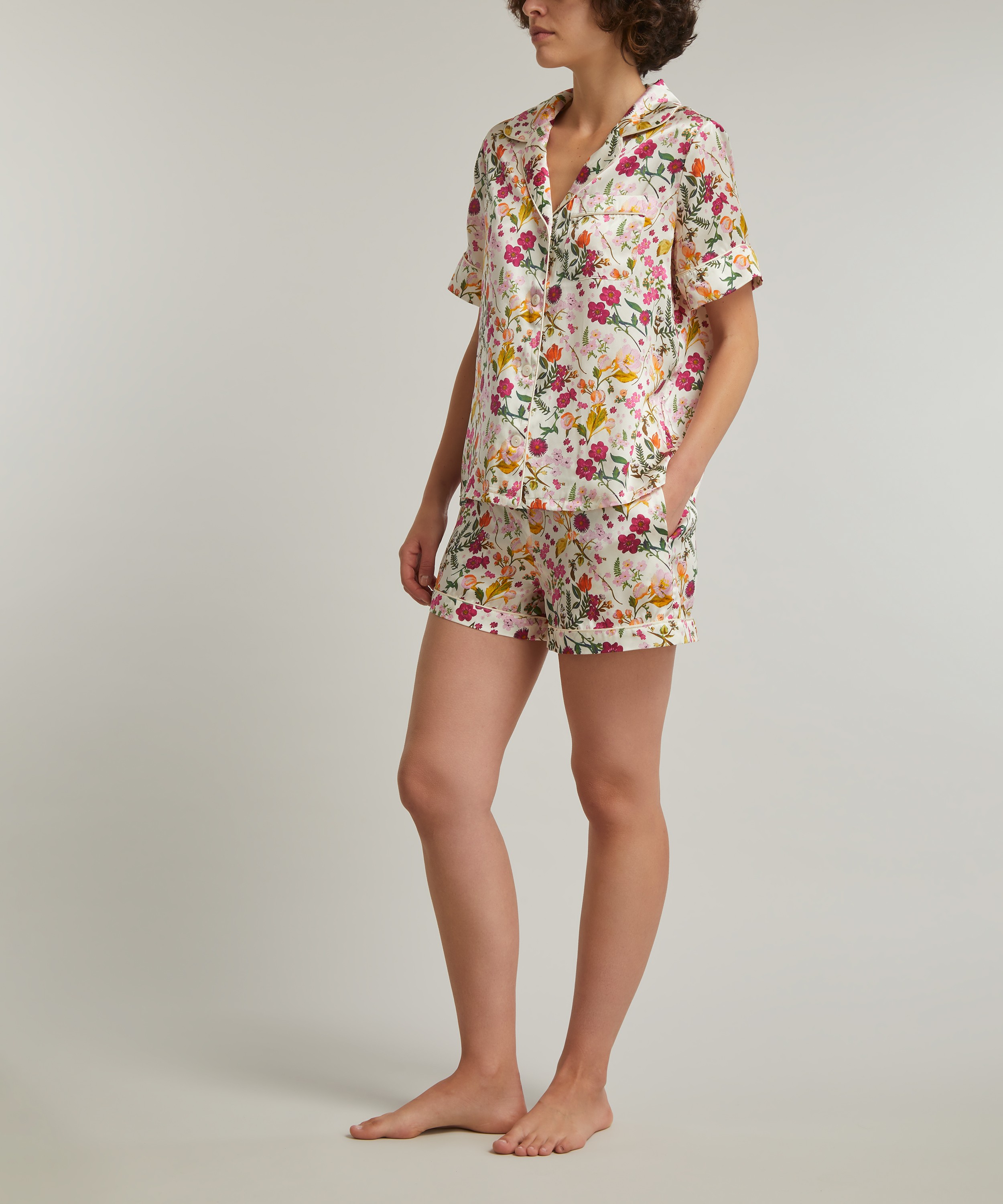 Liberty - Silk-Satin Short-Sleeve Pyjama Set image number 1
