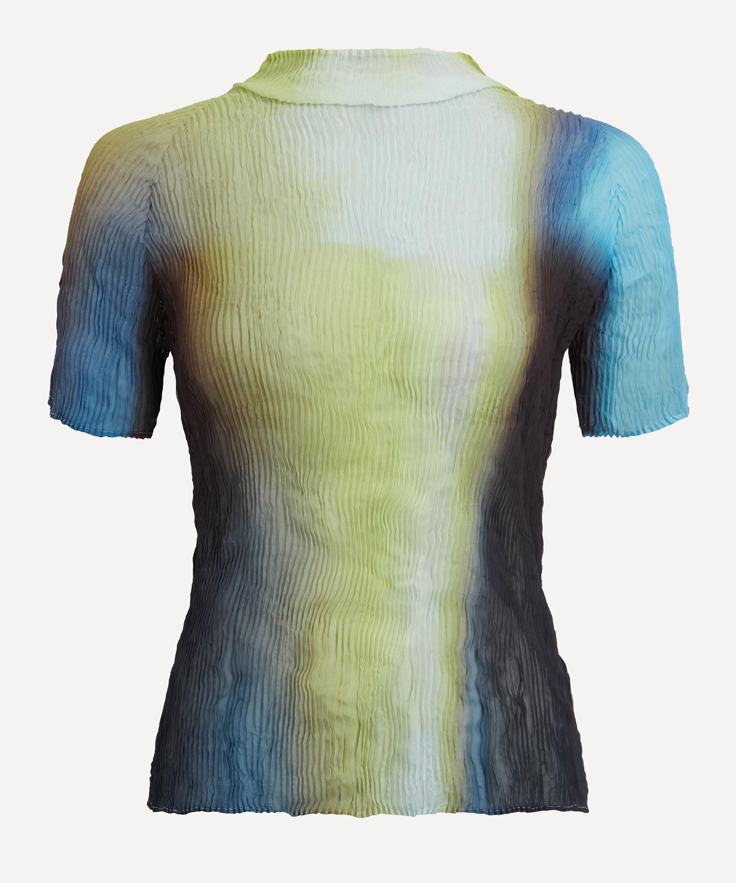 Issey Miyake - Light Leek Chiffon Twist Short-Sleeve Top image number 0