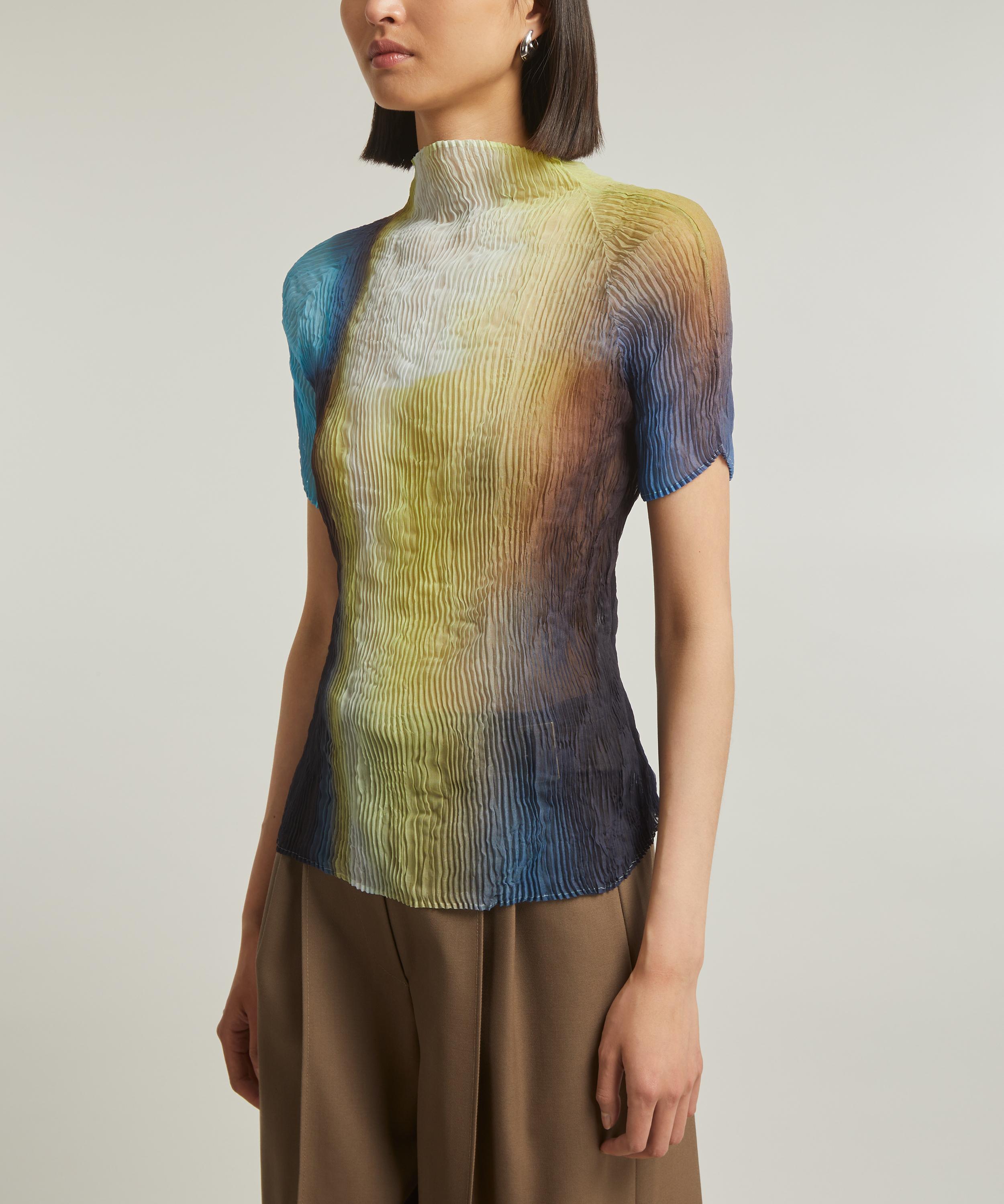 Issey Miyake - Light Leek Chiffon Twist Short-Sleeve Top image number 2