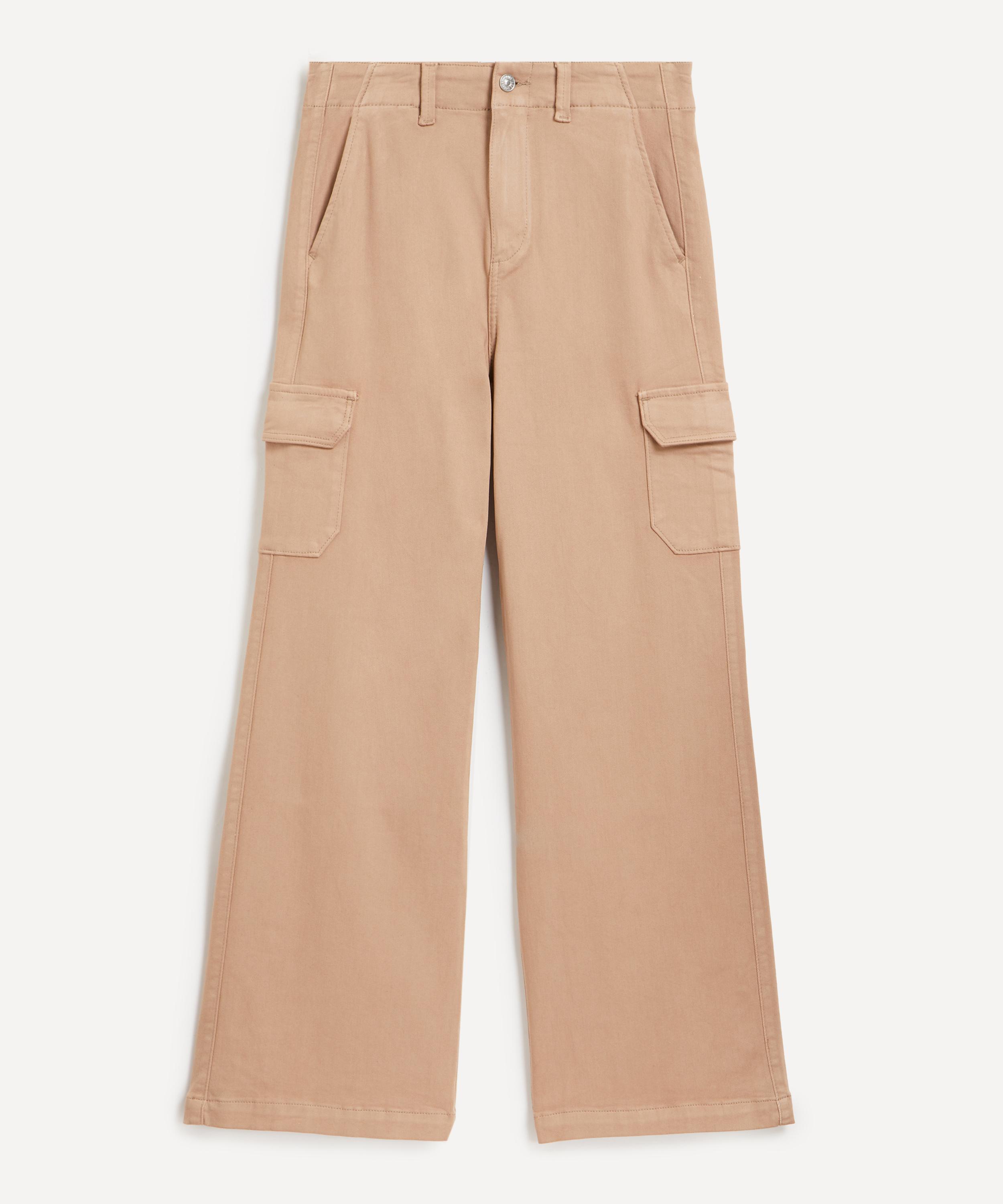 Paige - Carly Wide Leg Cargo Jeans in French Latte Luxe Coating image number 0