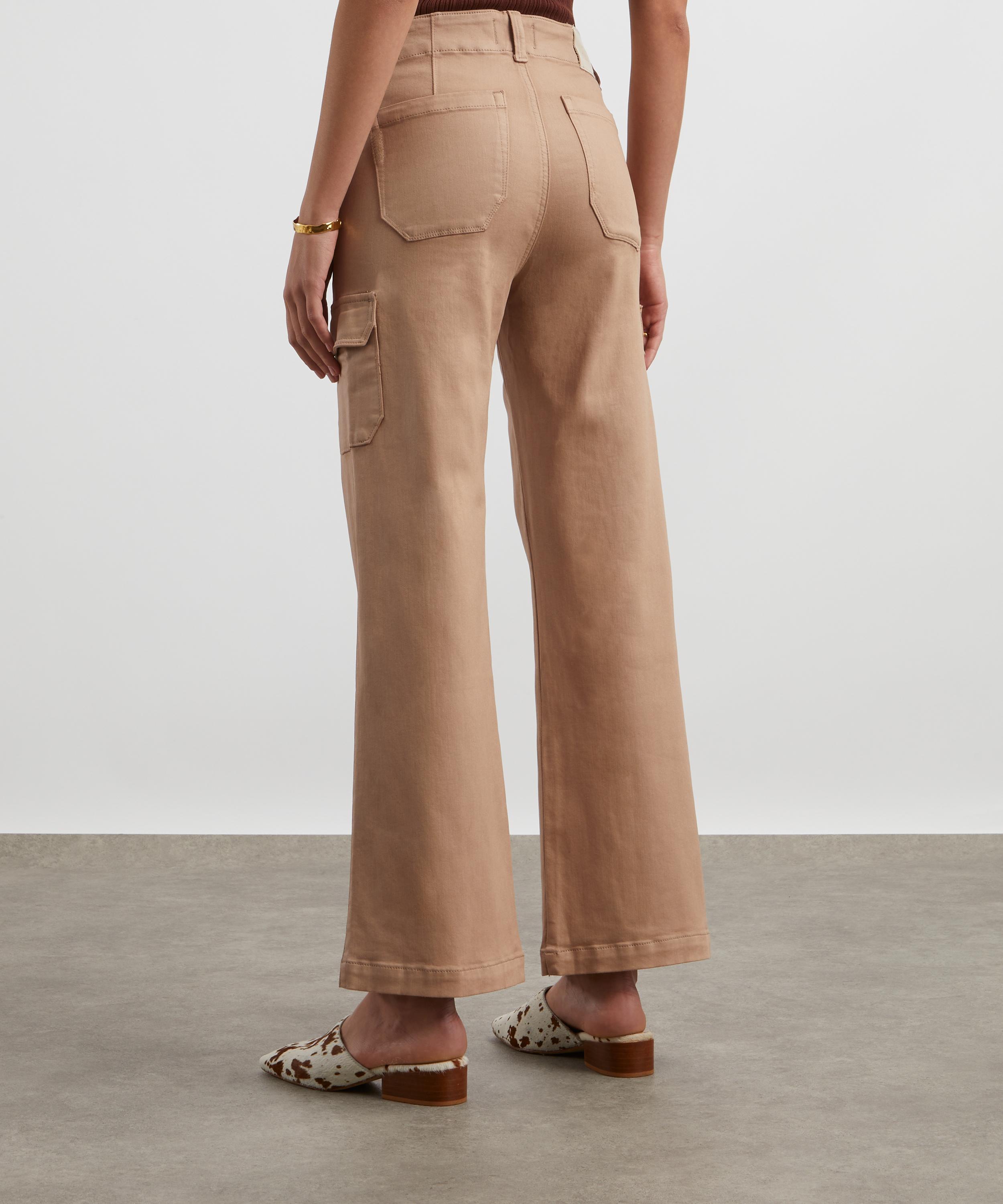 Paige - Carly Wide Leg Cargo Jeans in French Latte Luxe Coating image number 3