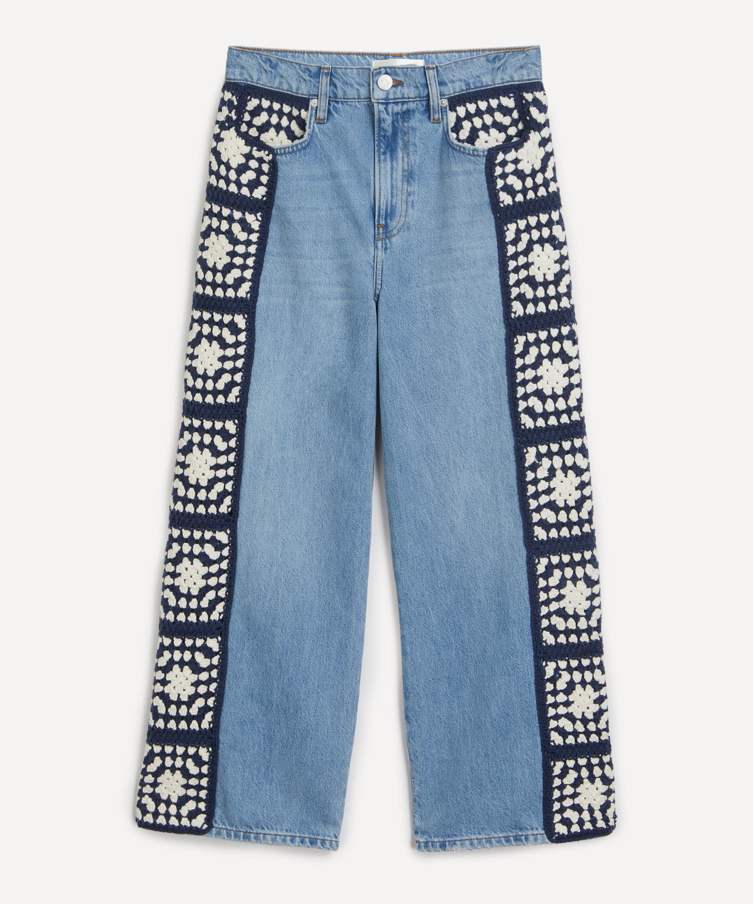 Frame - Le Jane Crop Crochet Jeans in Baines Clean