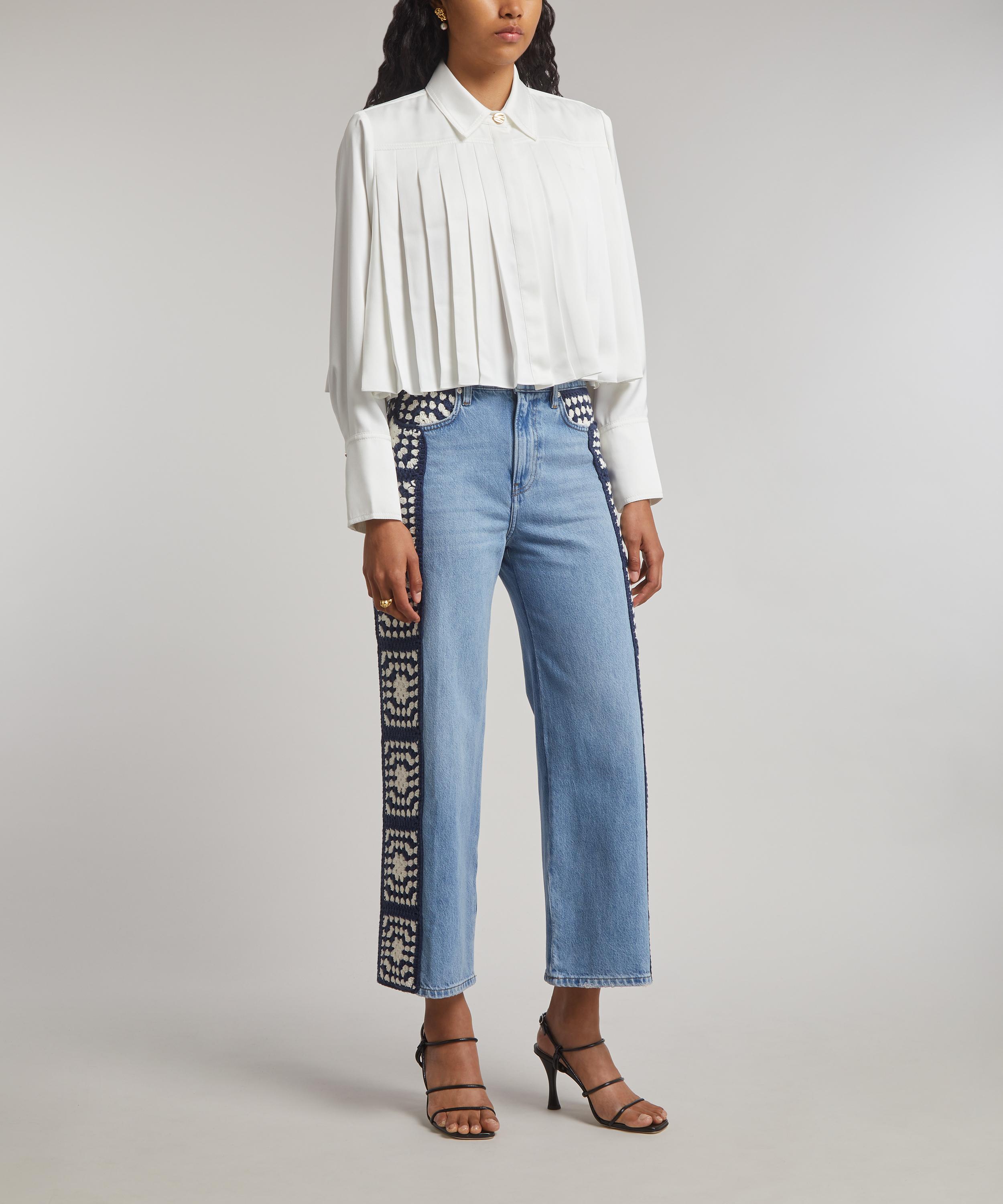 Frame - Le Jane Crop Crochet Jeans in Baines Clean image number 1