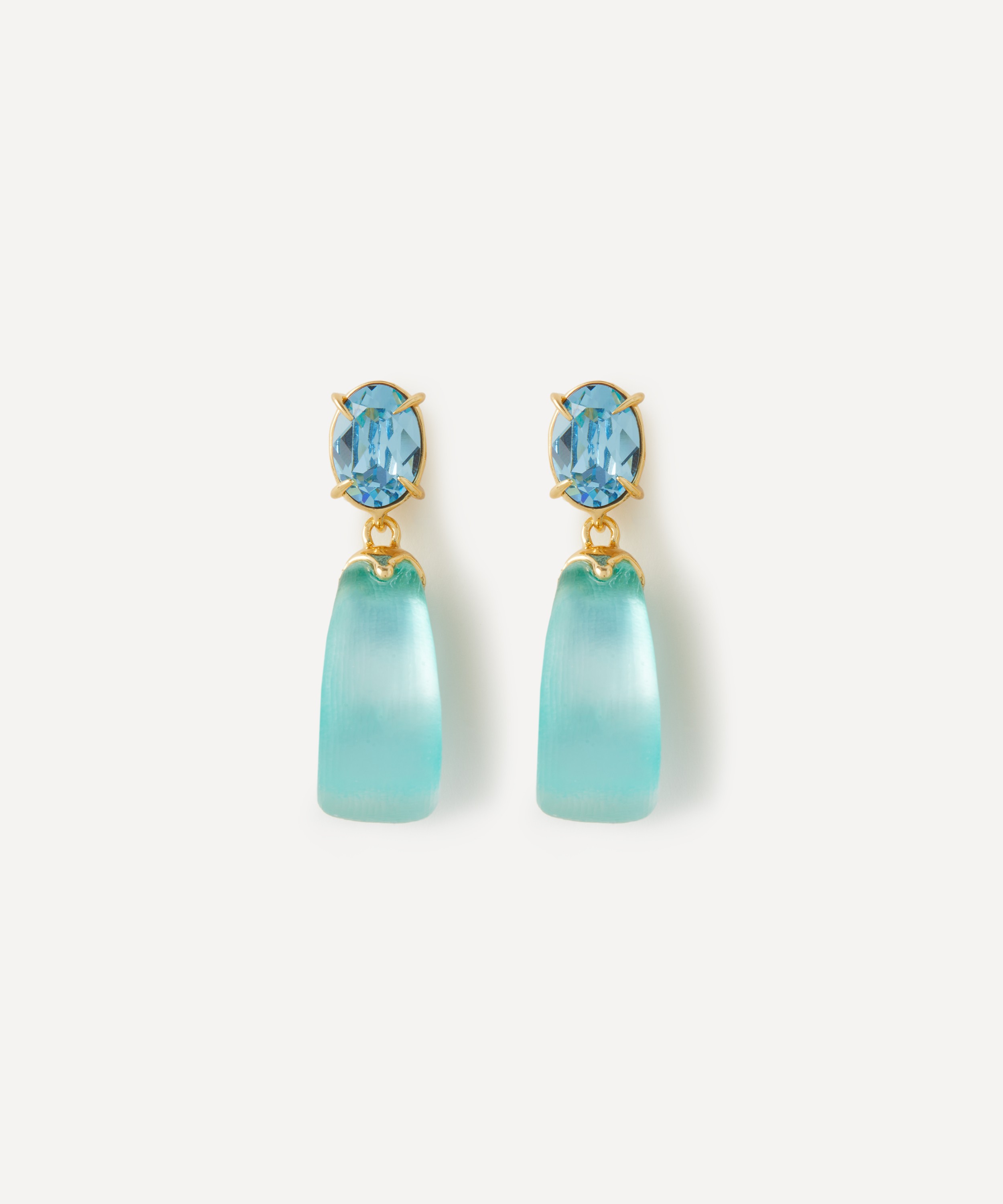Alexis Bittar - 14ct Gold-Plated Bonbon Crystal Lucite Small Teardrop Earrings image number 0