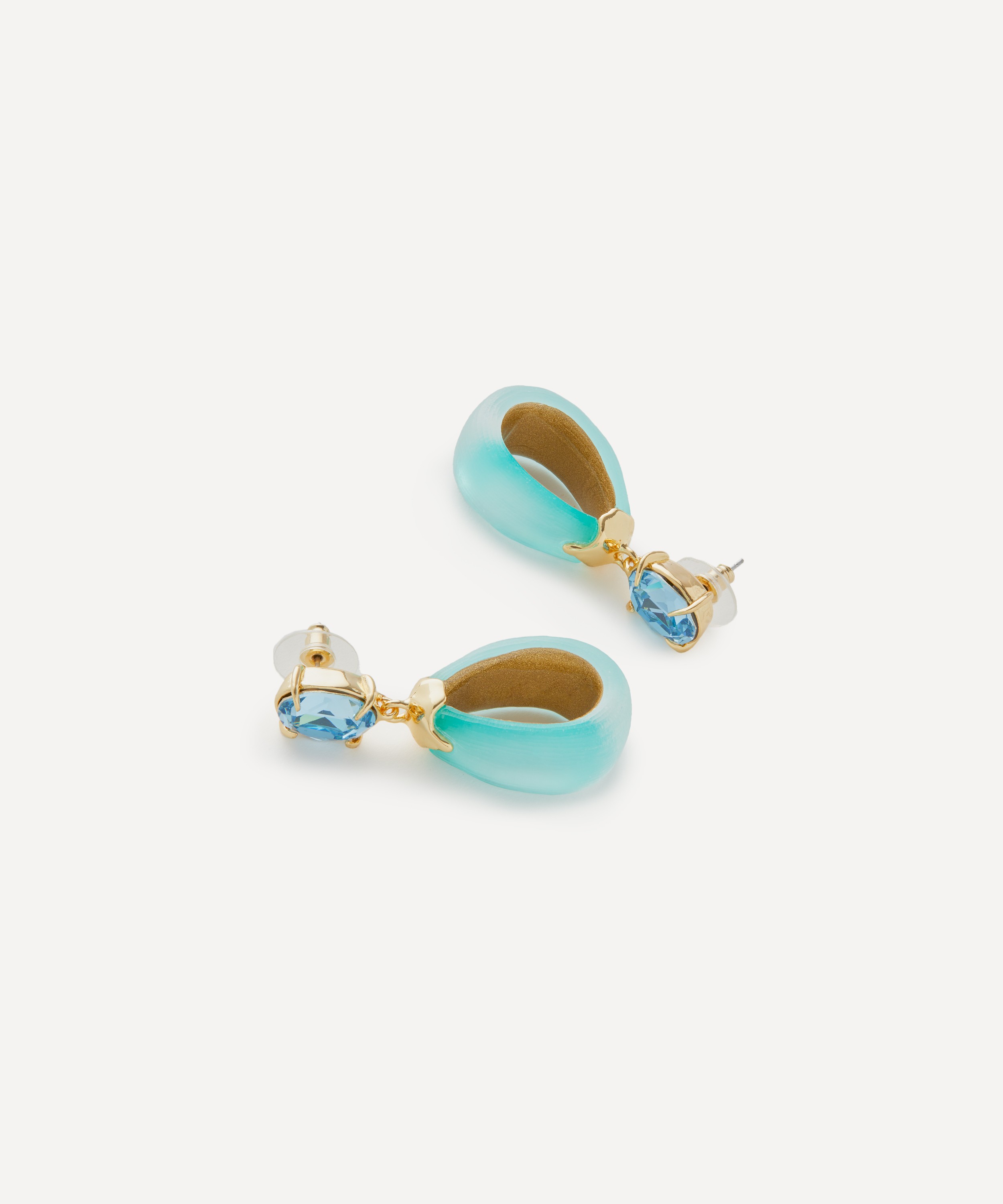 Alexis Bittar - 14ct Gold-Plated Bonbon Crystal Lucite Small Teardrop Earrings image number 2