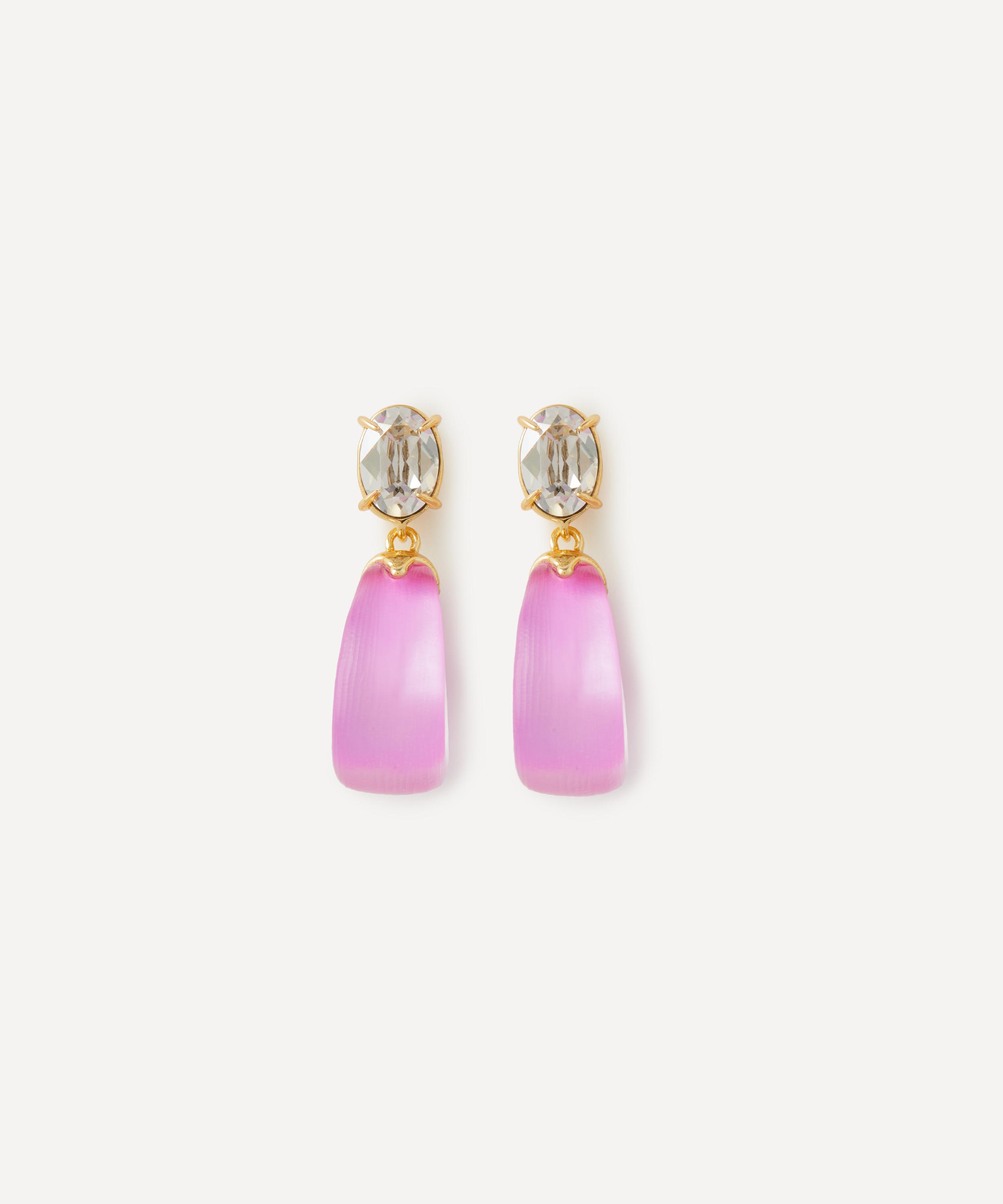 Alexis Bittar - 14ct Gold-Plated Bonbon Crystal Lucite Teardrop Earrings