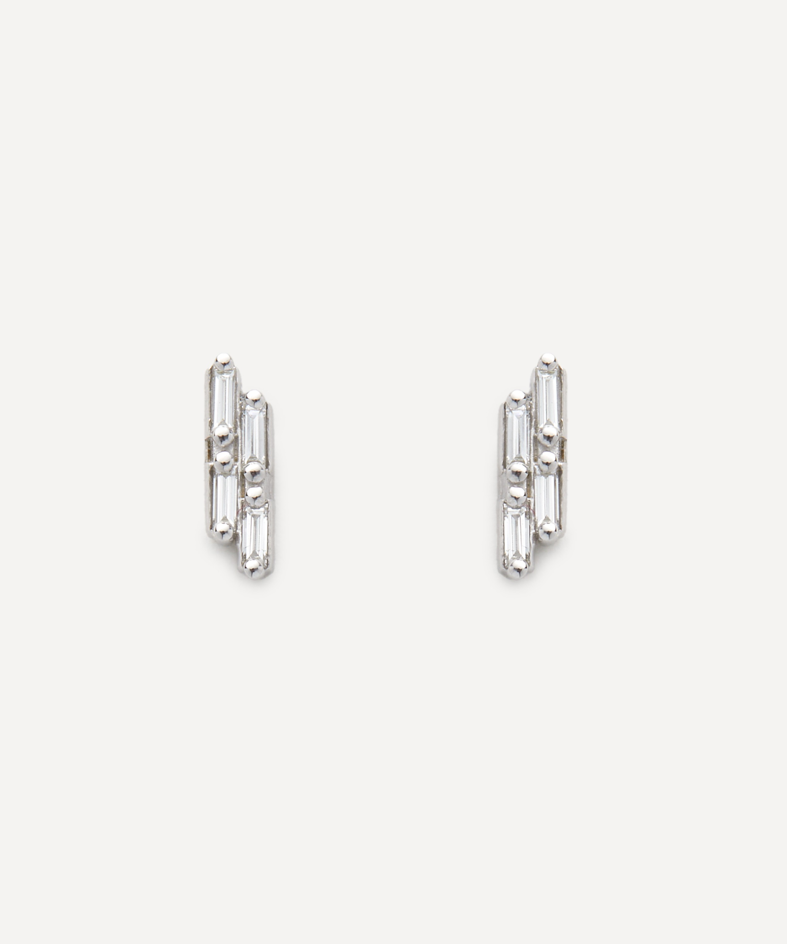 Suzanne Kalan - 14ct White Gold Vertical Diamond Stud Earrings image number 0