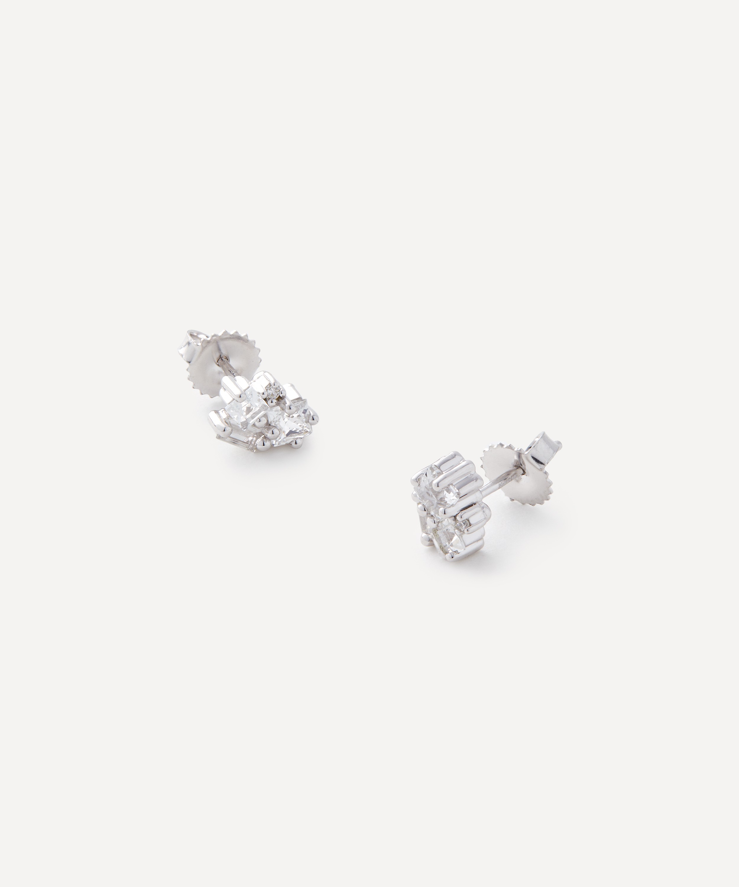 Suzanne Kalan - 14ct White Gold Nadima White Topaz Stud Earrings image number 1