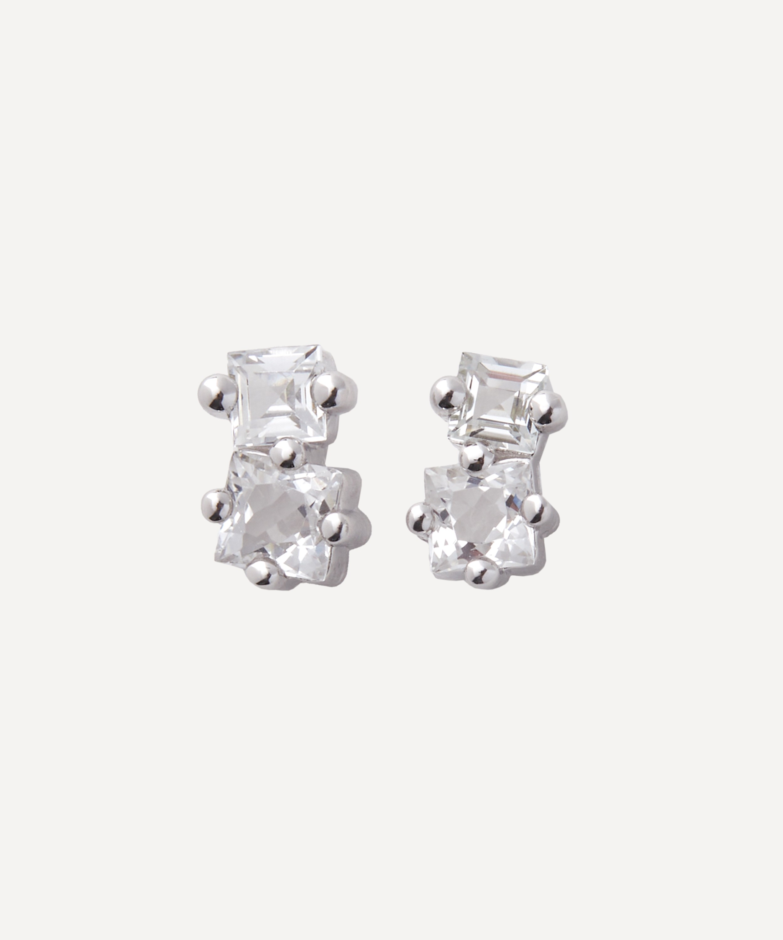 Suzanne Kalan - 14ct White Gold Cierra White Topaz Stud Earrings image number 0