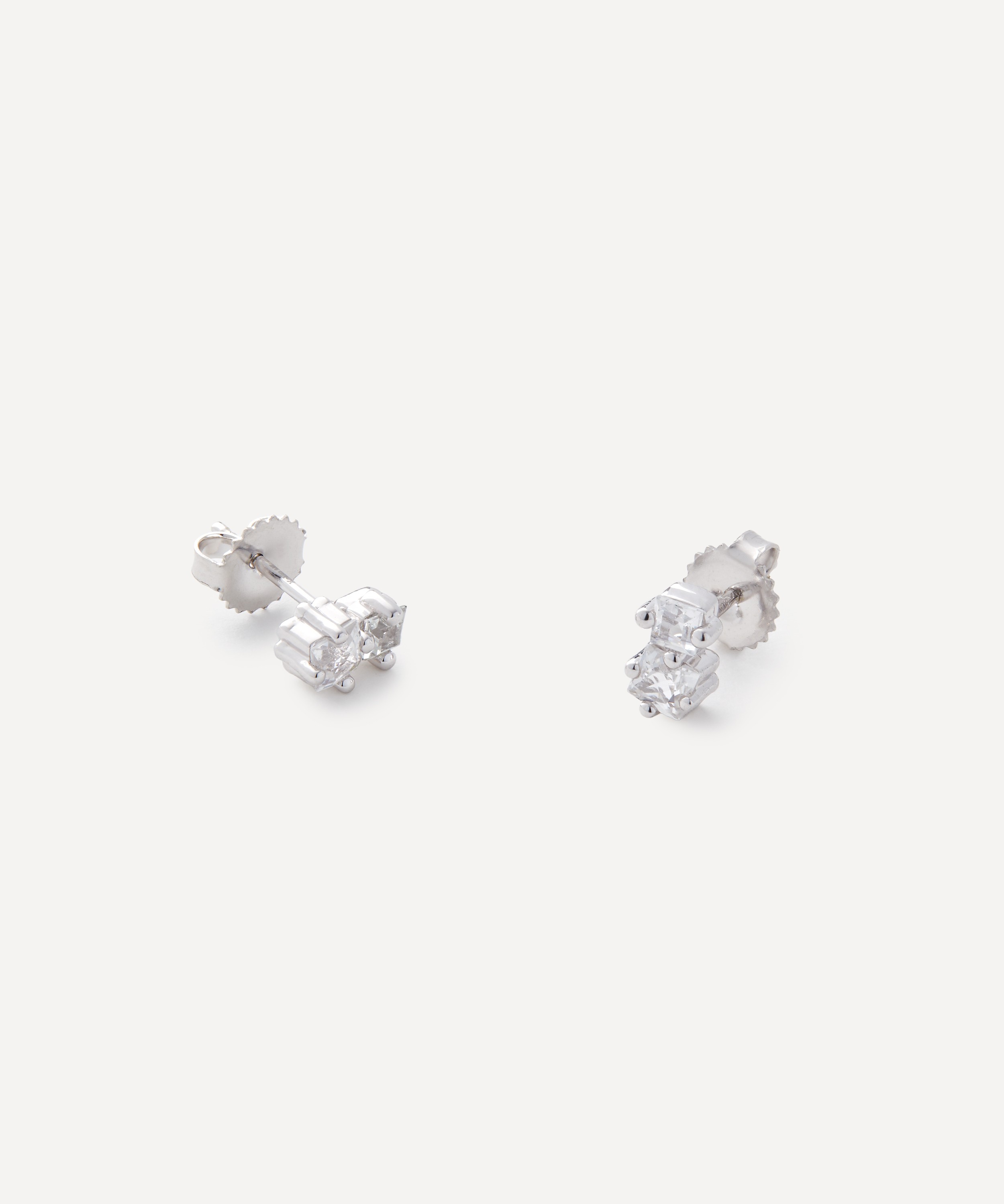 Suzanne Kalan - 14ct White Gold Cierra White Topaz Stud Earrings image number 1