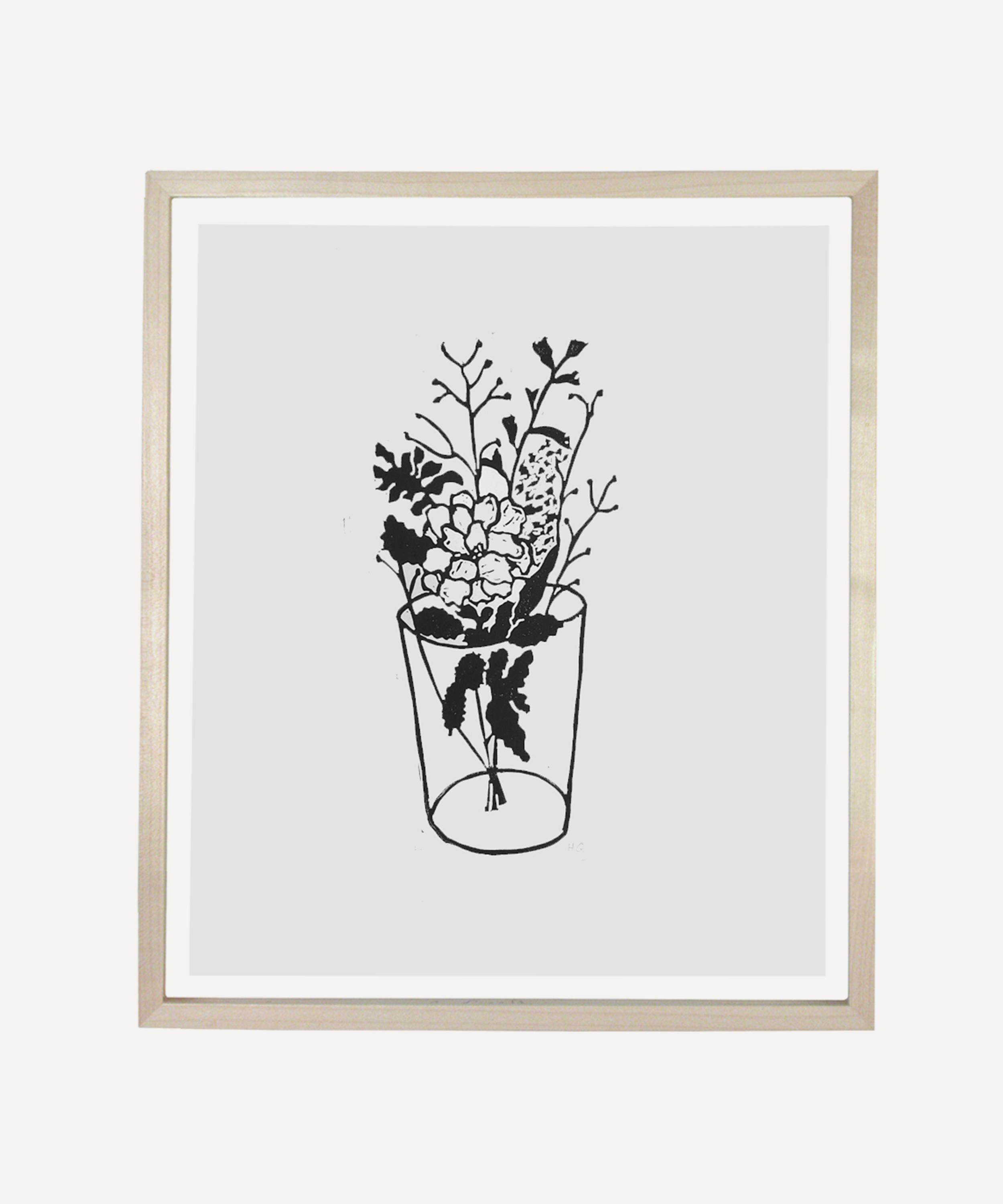 John Derian - Hugo Guinness Flowers in Glass Tumbler 3 Linocut Unframed Print image number 0