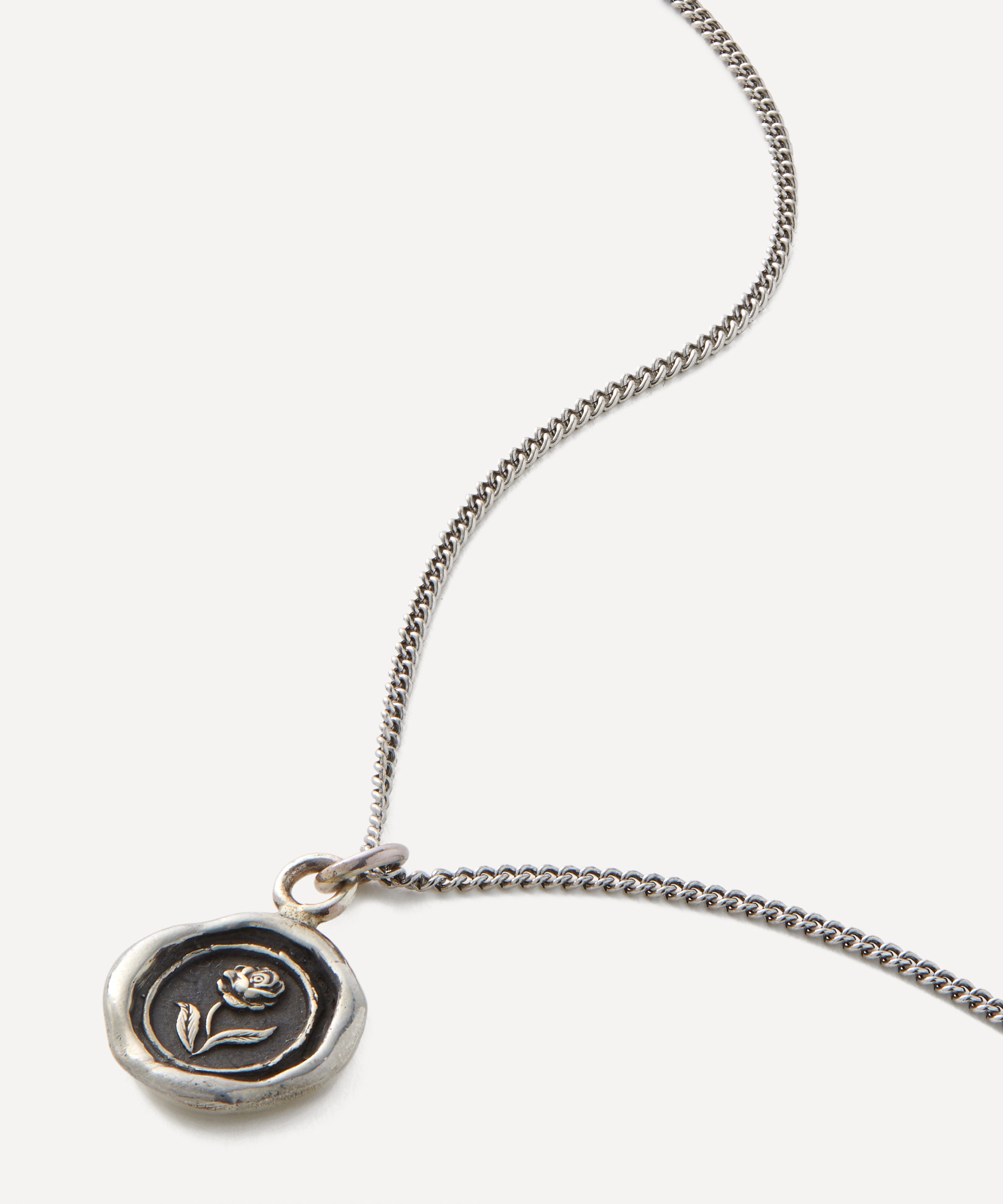Pyrrha - Sterling Silver Rose Pendant Necklace