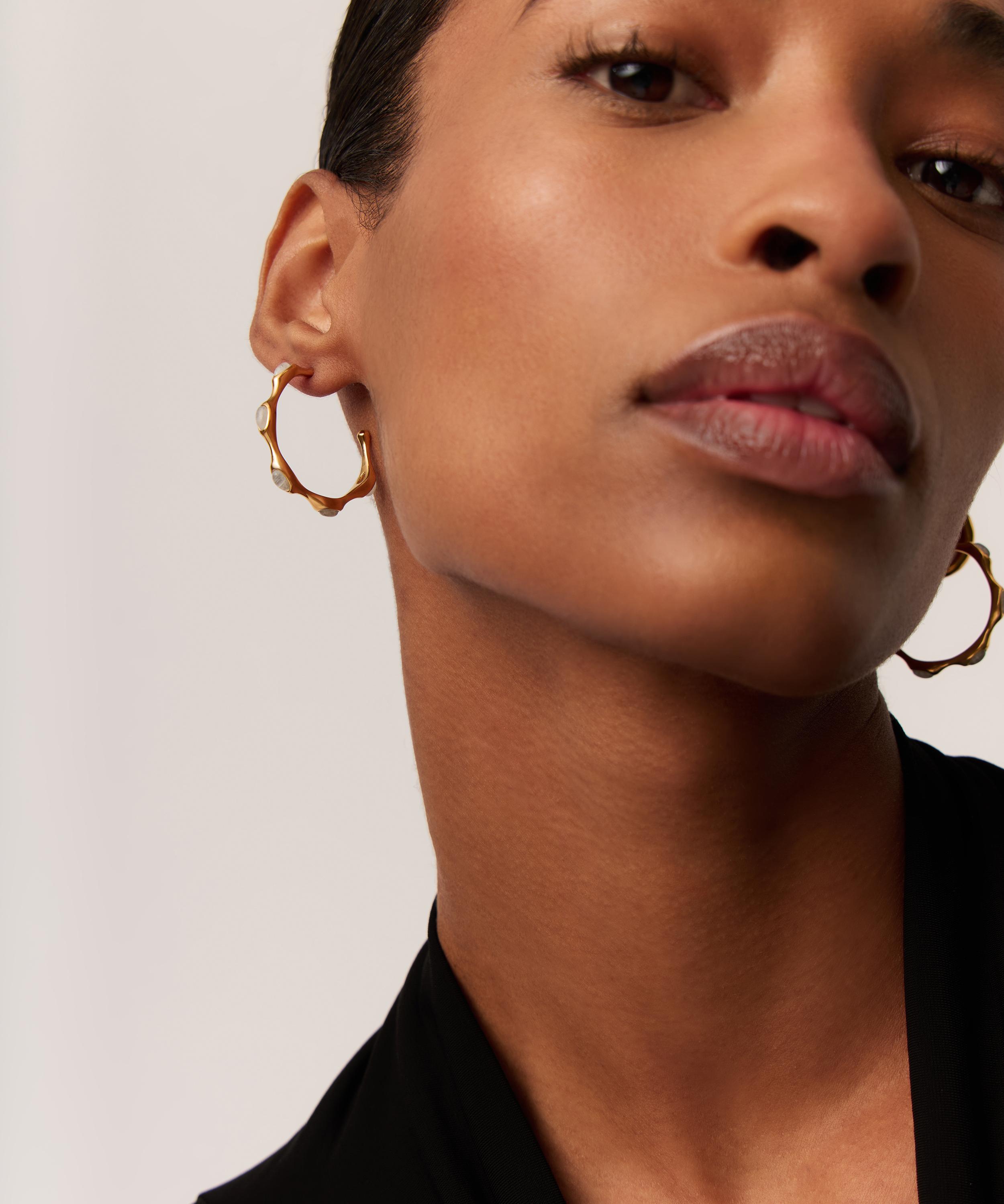 Missoma - 18ct Gold-Plated Vermeil Silver Magma Gemstone Hoop Earrings image number 1