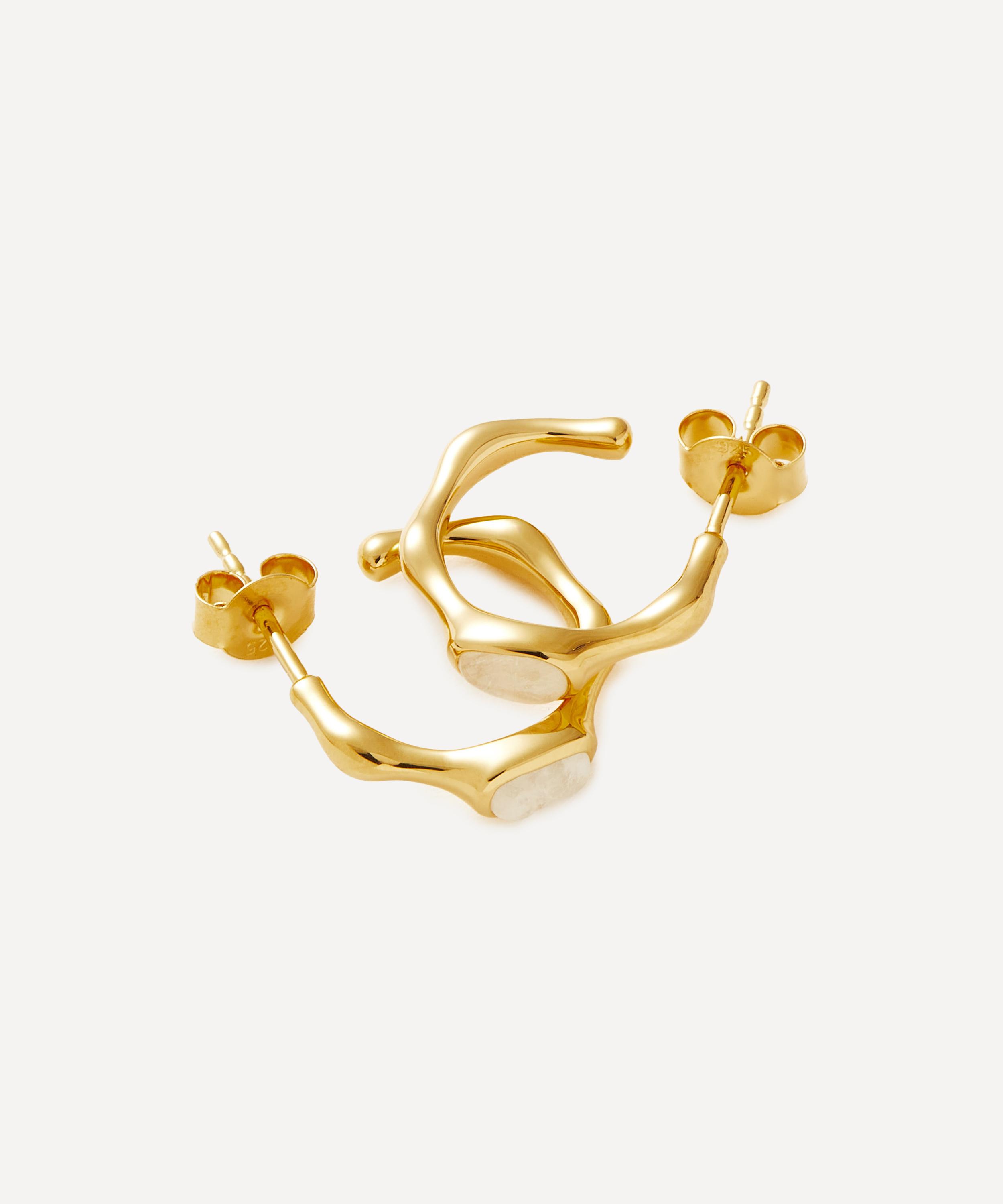 Missoma - 18ct Gold-Plated Vermeil Silver Magma Gemstone Hoop Earrings image number 2