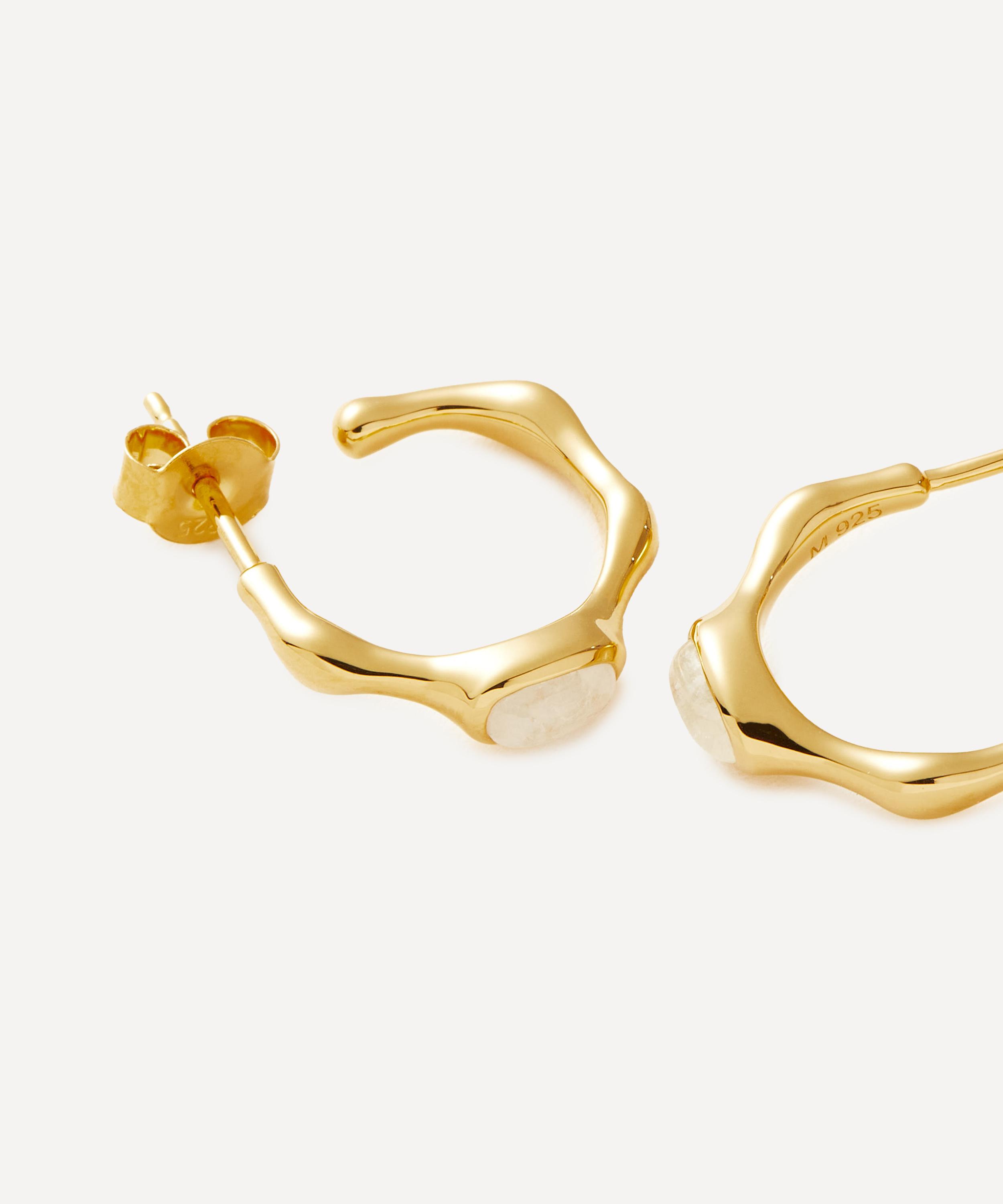 Missoma - 18ct Gold-Plated Vermeil Silver Magma Gemstone Hoop Earrings image number 3