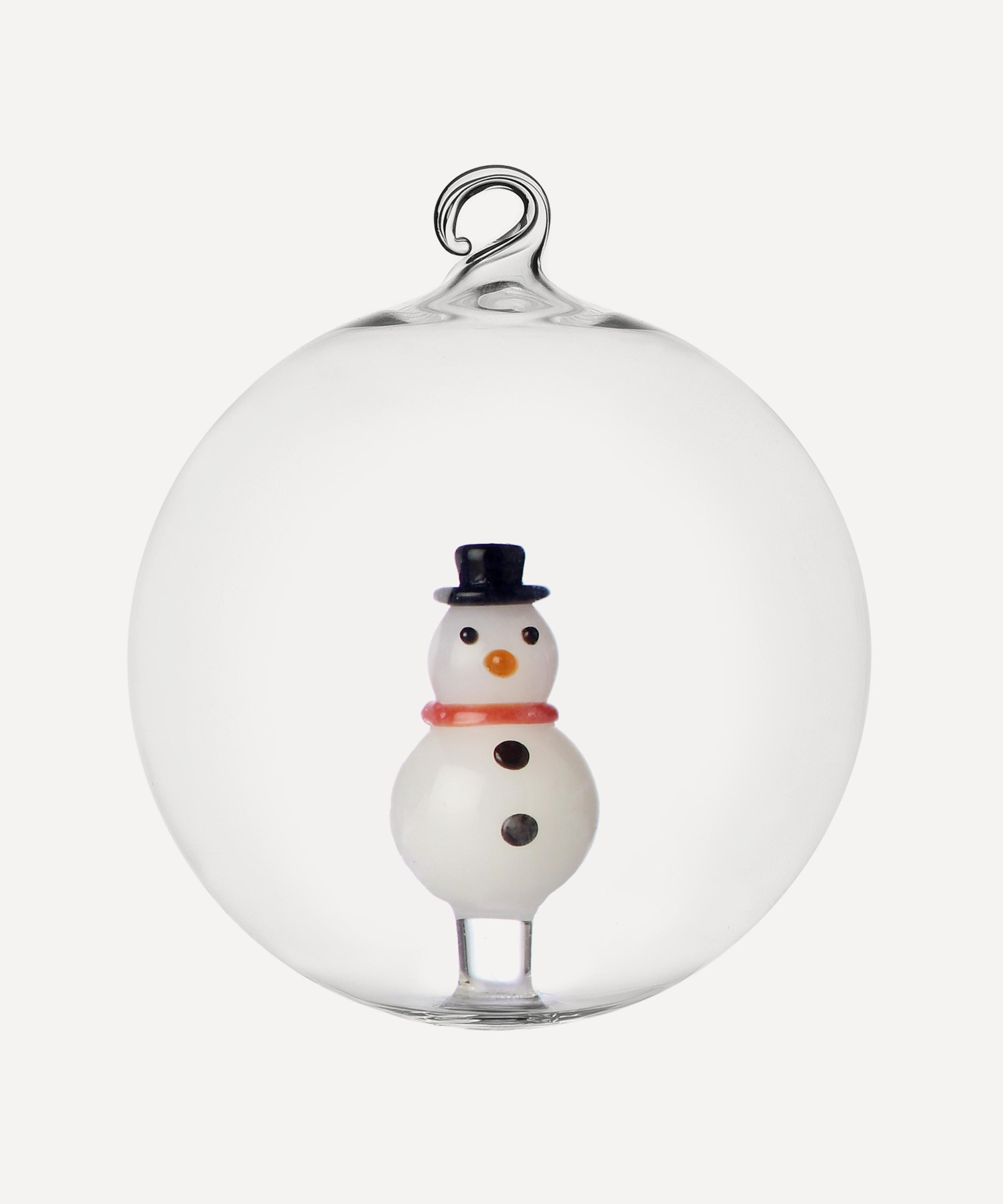 Christmas - Snowman Glass Bauble Set of 2 image number 0