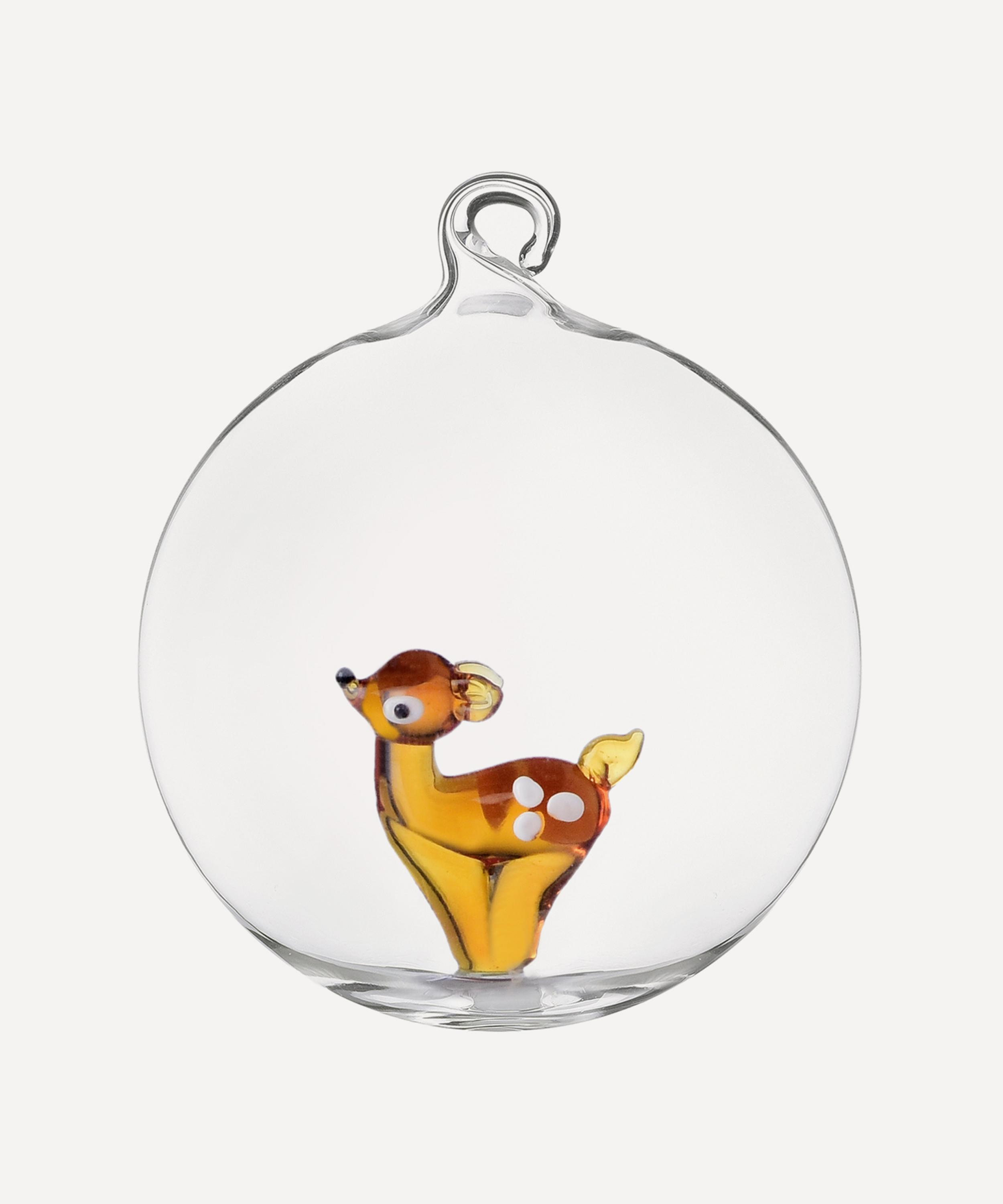 Christmas - Fawn Glass Bauble Set of 2 image number 0