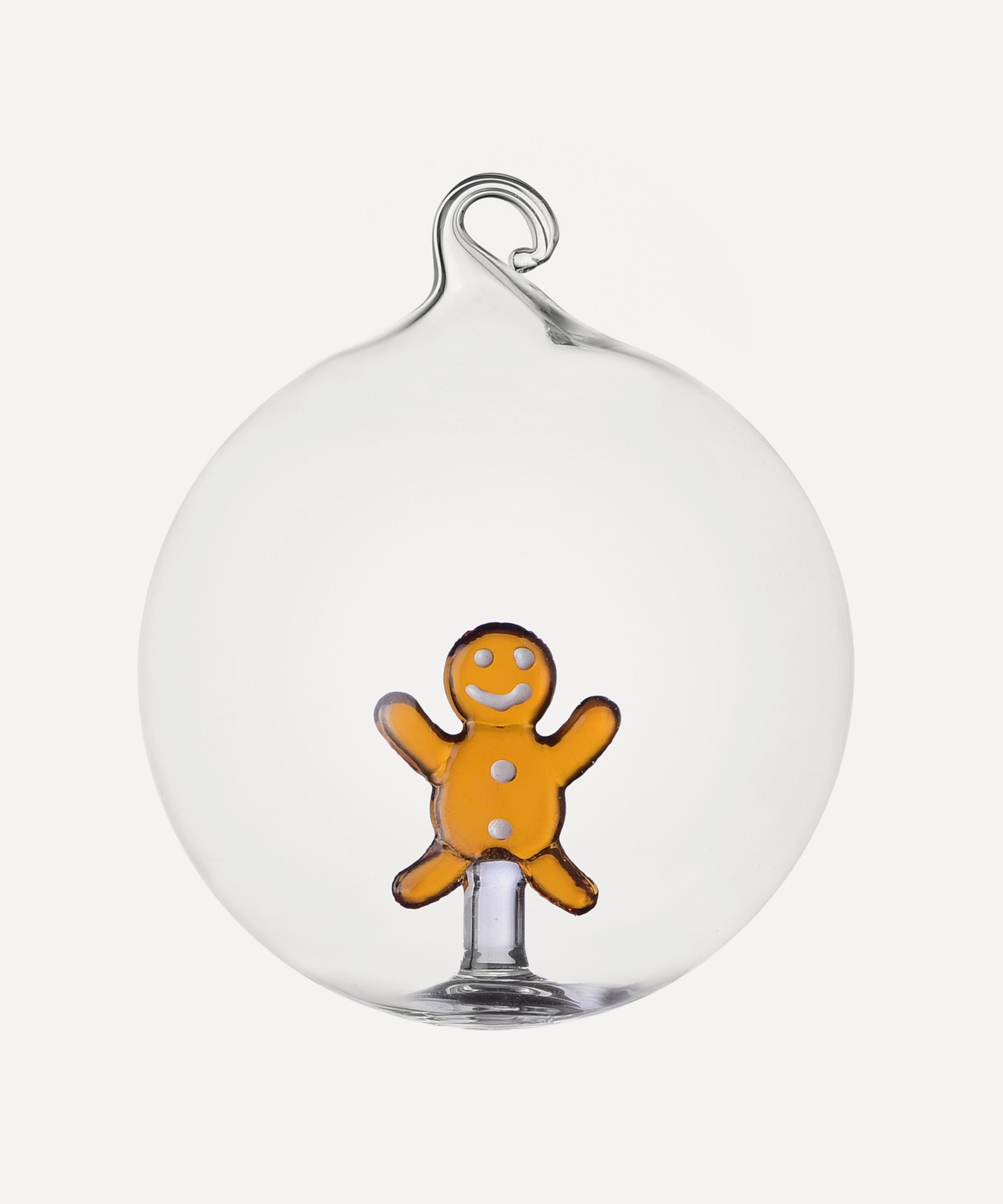 Christmas - Gingerbread Man Glass Bauble Set of 2 image number 0