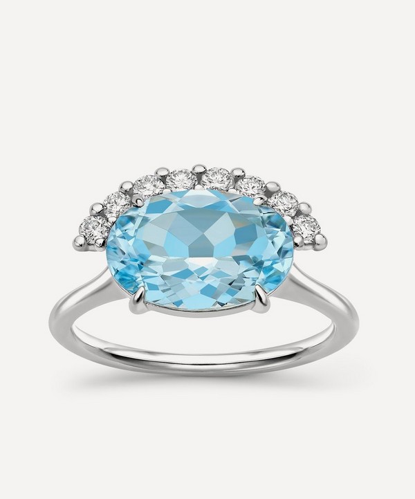 Dinny Hall - 9ct White Gold Sky Blue Topaz and Created Diamond Ring