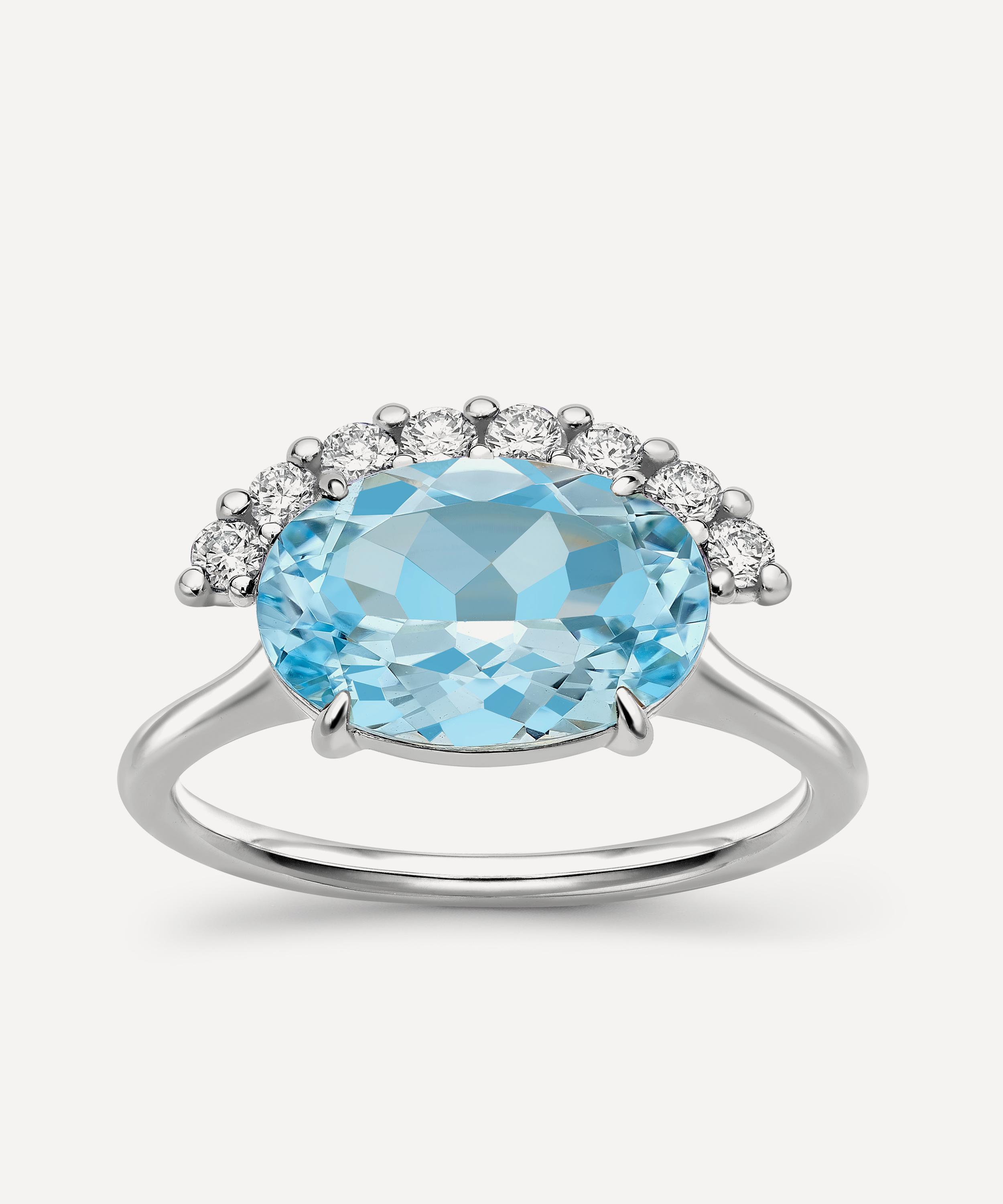 Dinny Hall - 9ct White Gold Sky Blue Topaz and Created Diamond Ring