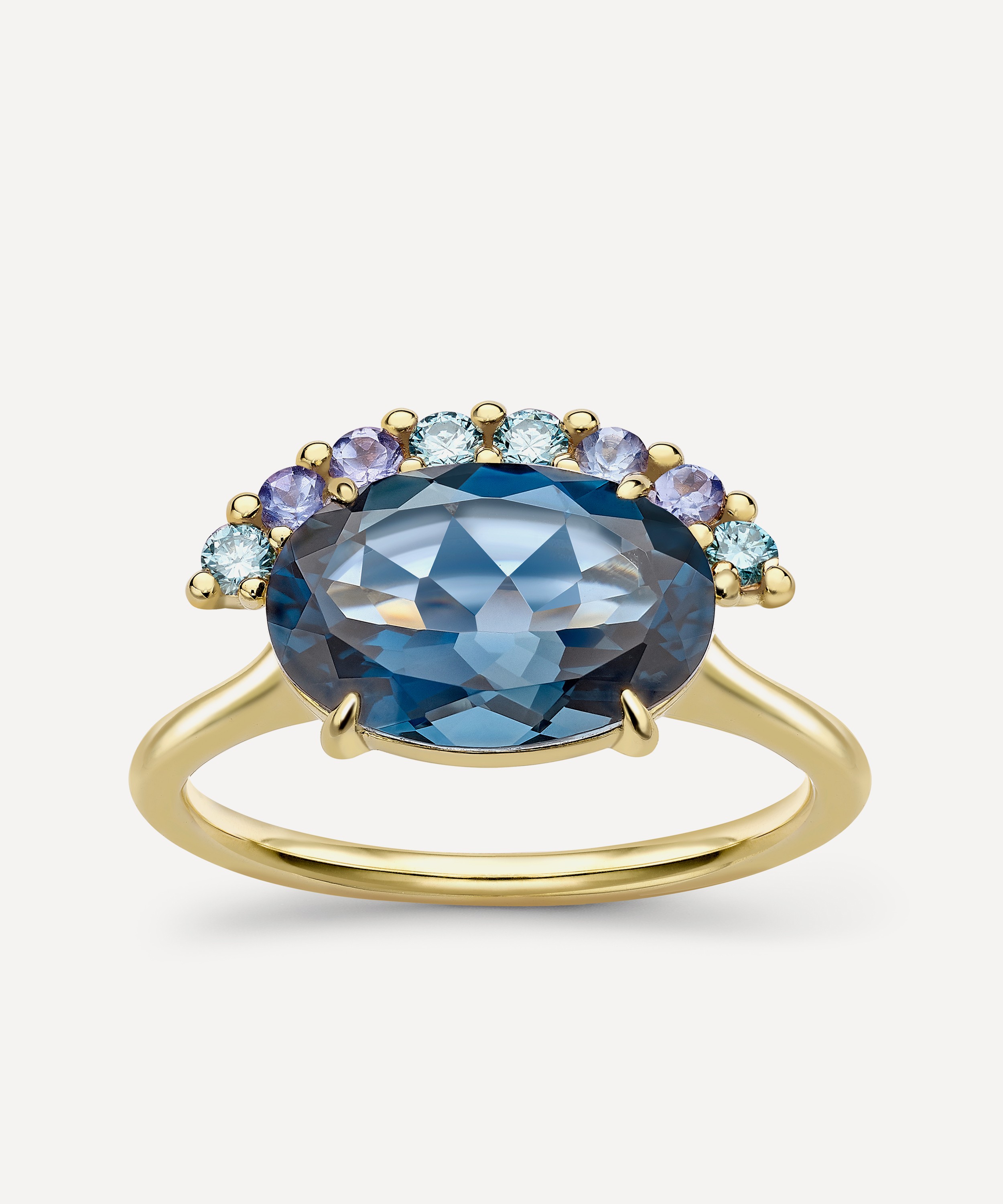 Dinny Hall - 9ct Gold London Blue Topaz and Created Diamond Ring