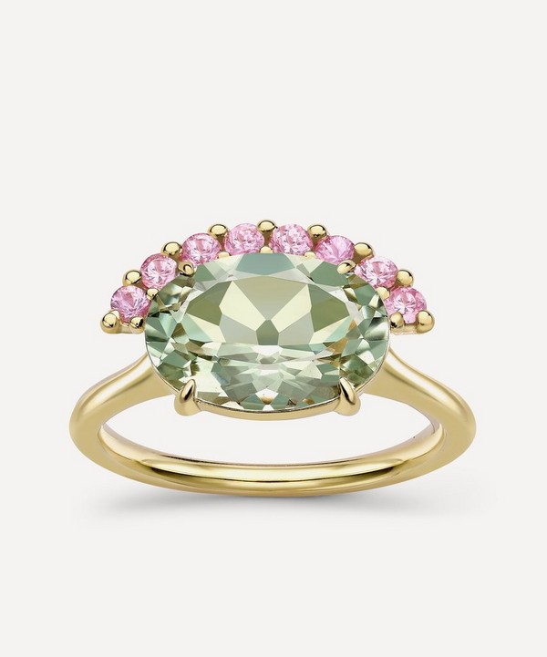 Dinny Hall - 9ct Gold Green Amethyst and Pink Sapphire Ring