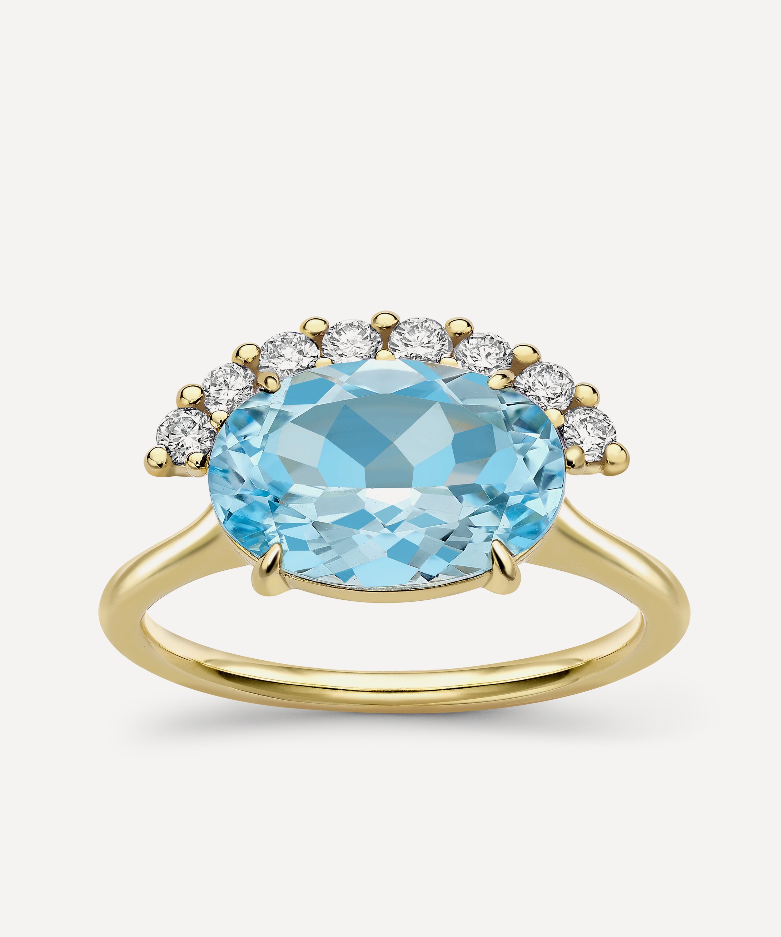 Dinny Hall - 9ct Gold Sky Blue Topaz and Created Diamond Ring image number 0