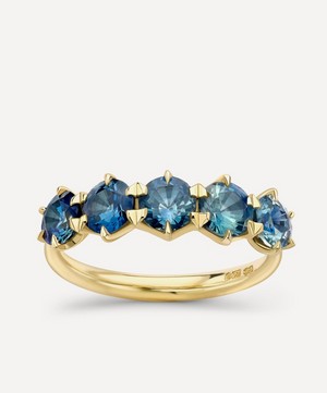 Dinny Hall - 18ct Gold Elyhara Fine Teal Sapphire Five Stone Ring image number 0