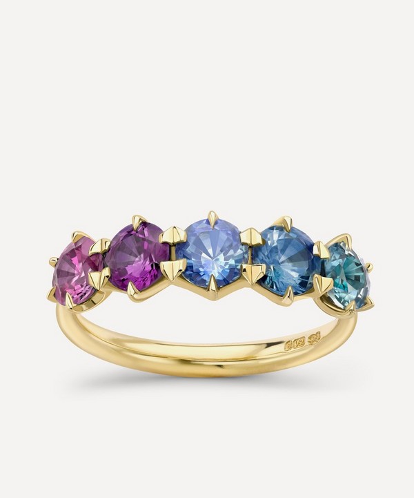 Dinny Hall - 18ct Gold Elyhara Fine Ombré Sapphire Five Stone Ring image number null