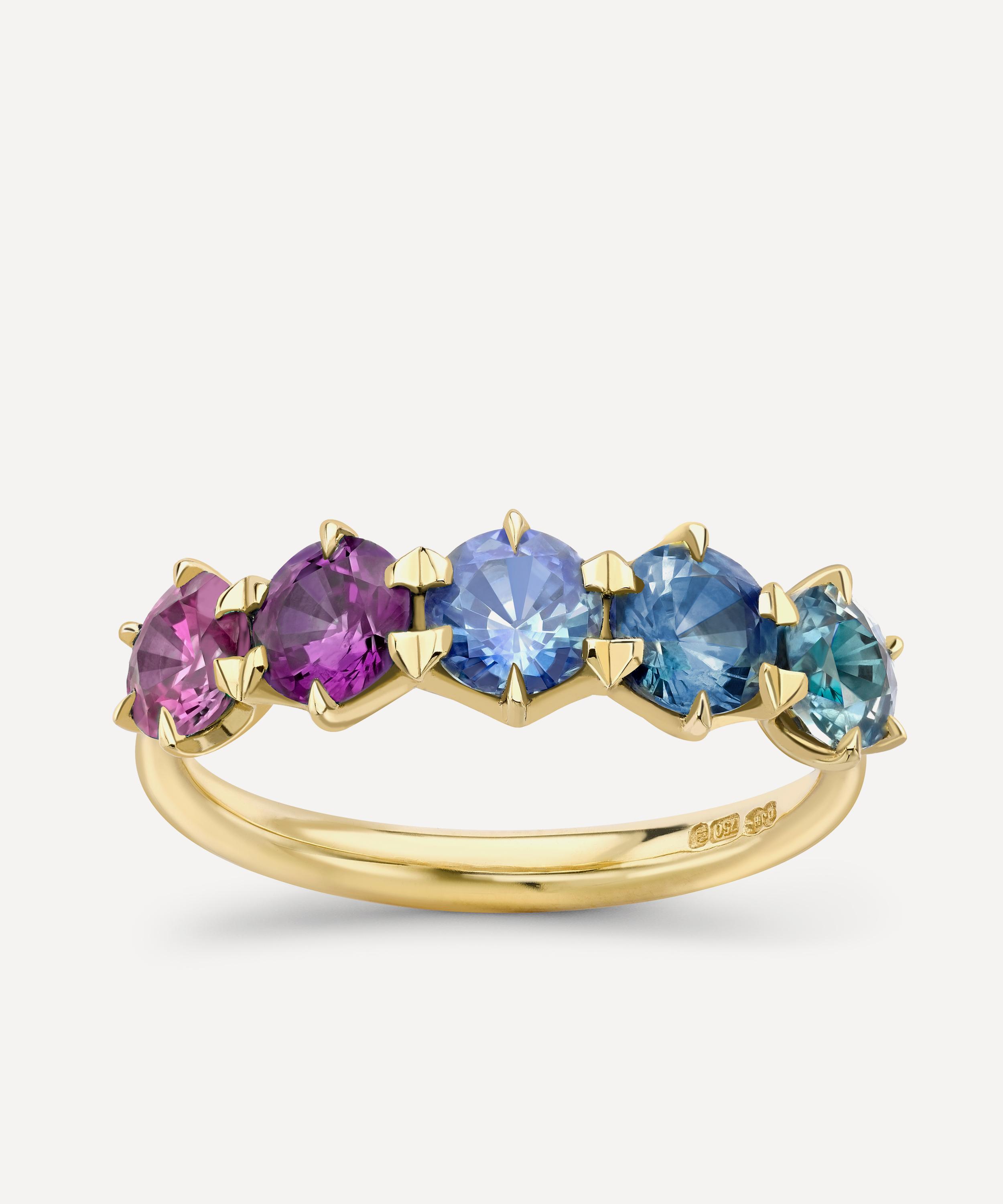 Dinny Hall - 18ct Gold Elyhara Fine Ombré Sapphire Five Stone Ring