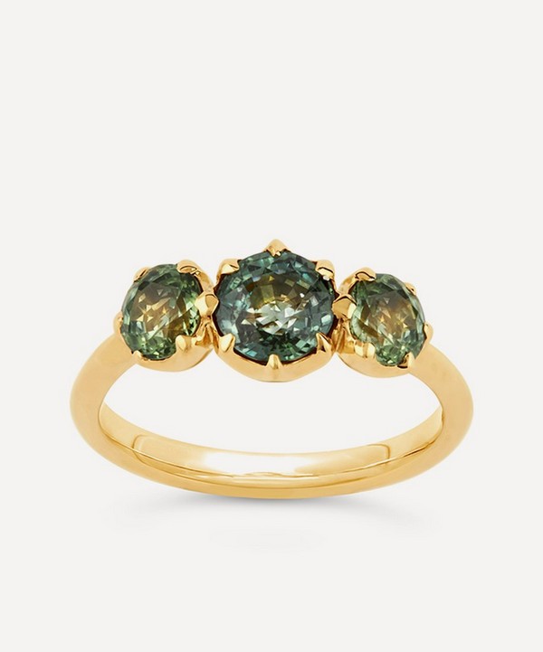 Dinny Hall - 18ct Gold Elyhara Fine Sage and Olive Green Sapphire Trilogy Ring image number null