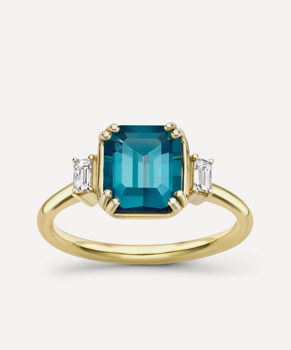 Dinny Hall - 18ct Gold Mini Mae West Fine Teal Tourmaline and Diamond Ring image number null