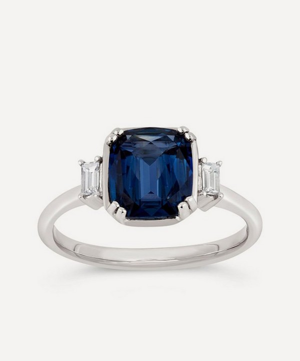 Dinny Hall - 18ct White Gold Mini Mae West Fine Deep Velvet Blue Sapphire and Diamond Ring image number null