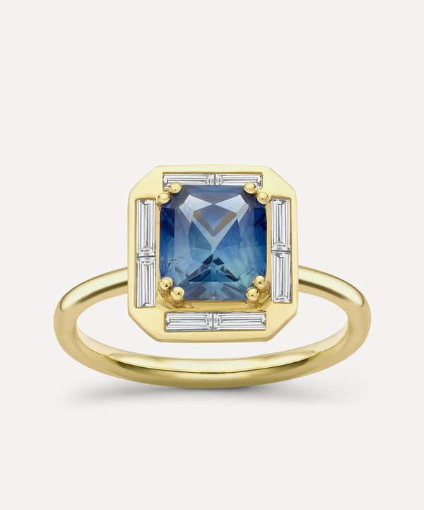 Dinny Hall - 18ct Gold Heni Fine deep Teal Blue Sapphire and Diamond Ring image number null