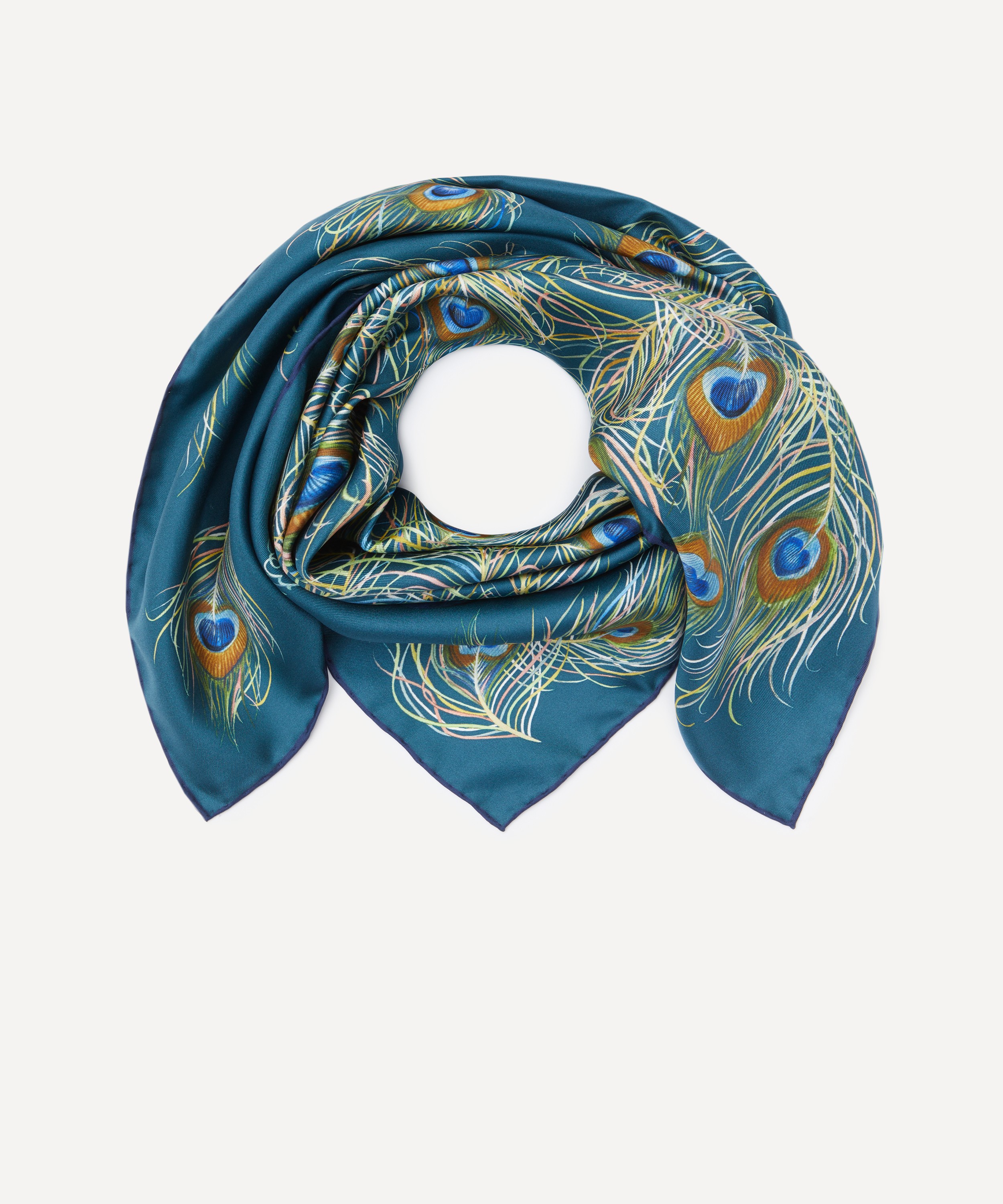 Liberty - Peacock Plume 90X90 Silk Scarf image number 1
