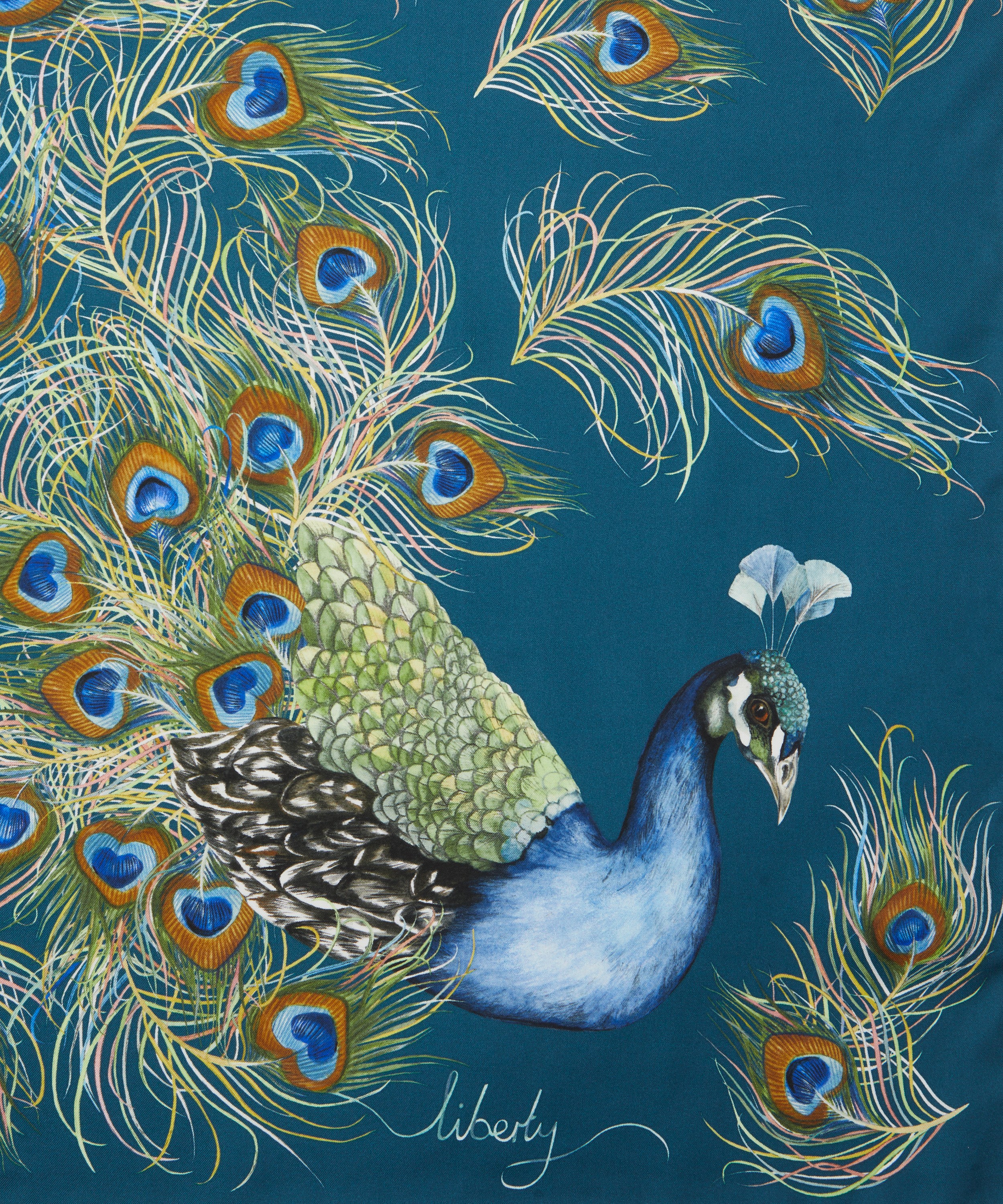 Liberty - Peacock Plume 90X90 Silk Scarf image number 2