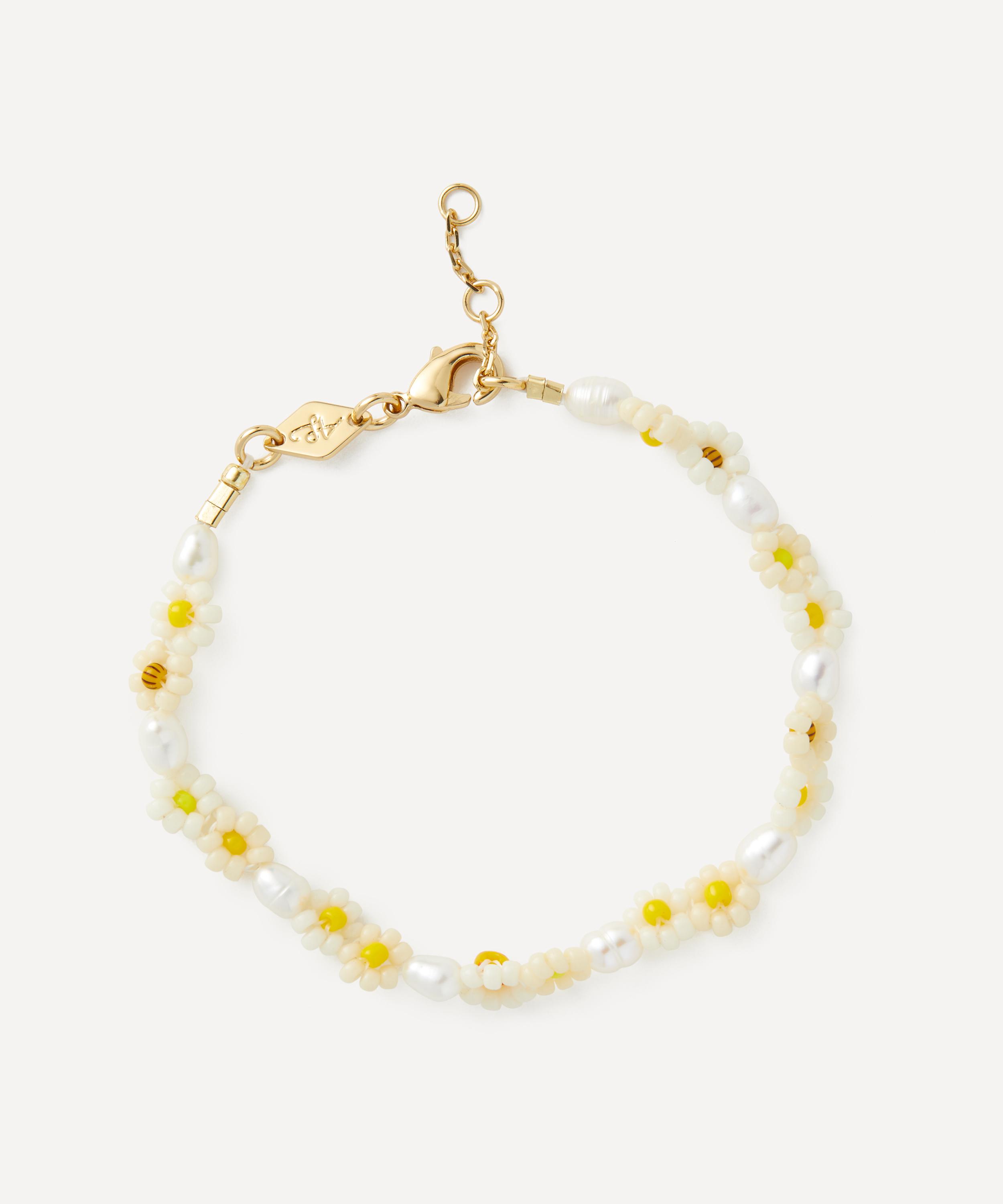 ANNI LU - 18ct Gold-Plated Daisy Flower Bead Bracelet