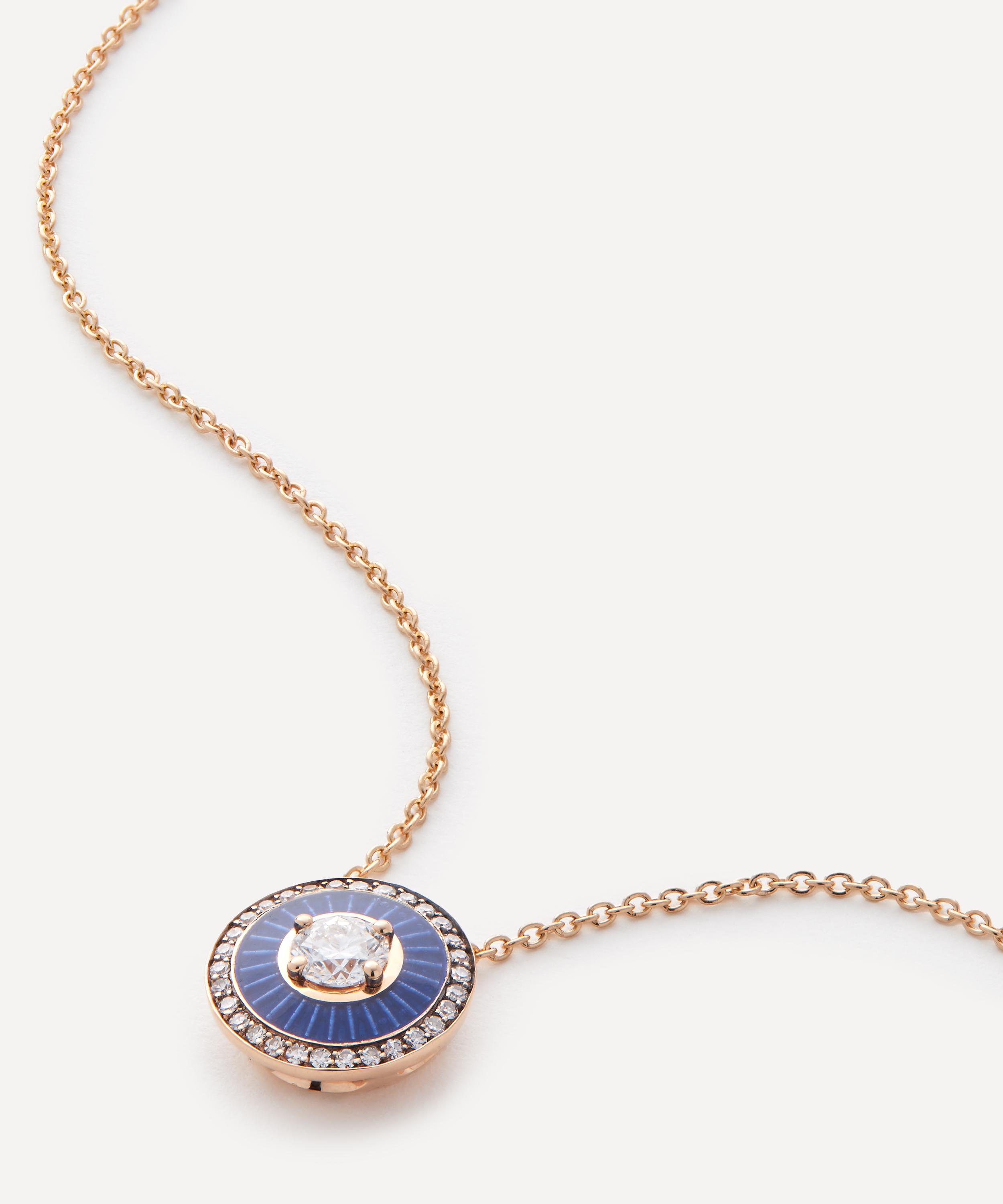 Selim Mouzannar - 18ct Rose Gold Mina Blue Enamel and Diamond Pendant Necklace image number 0