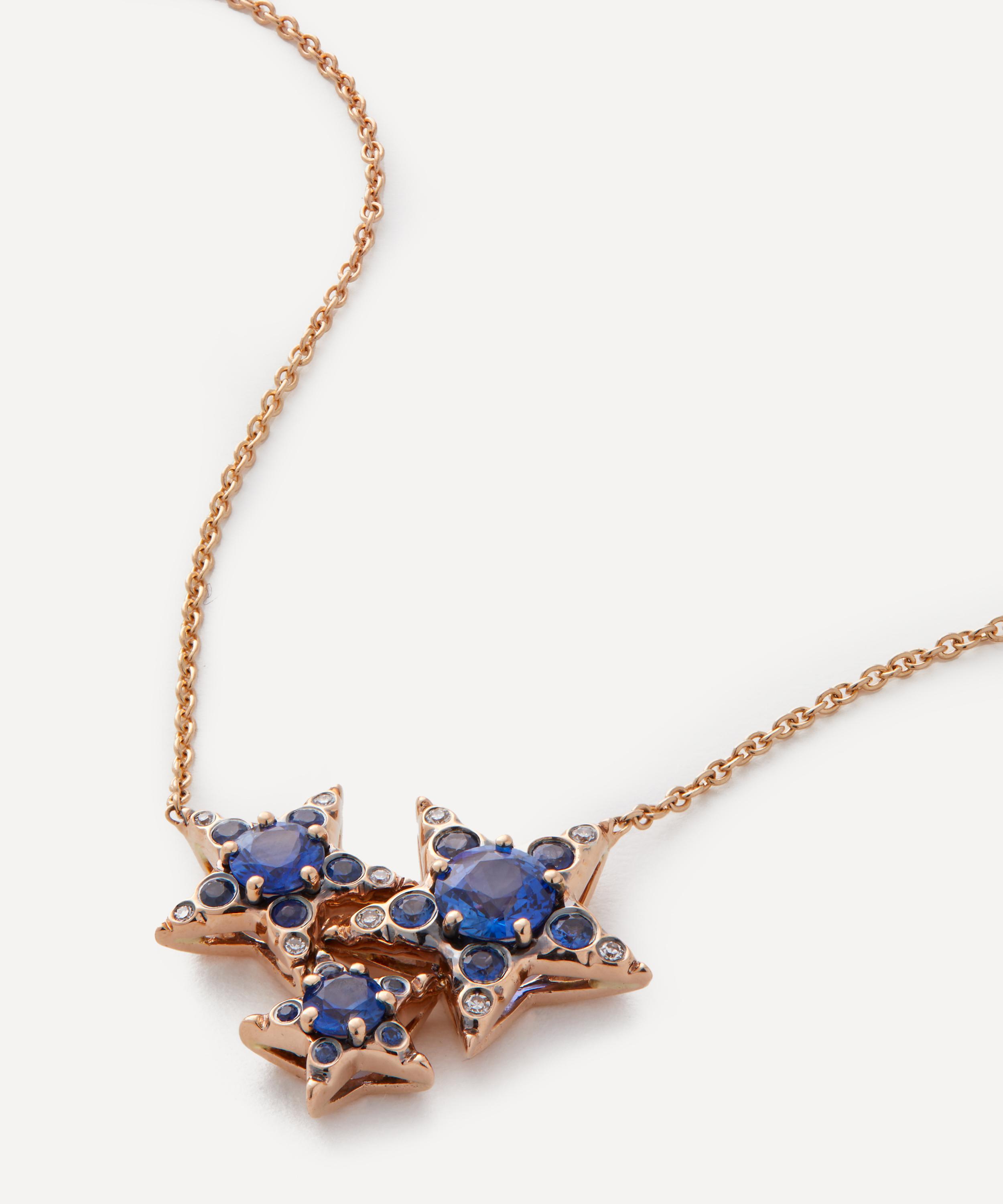 Selim Mouzannar - 18ct Rose Gold Istanbul Blue Sapphire Three Star Pendant Necklace image number 0