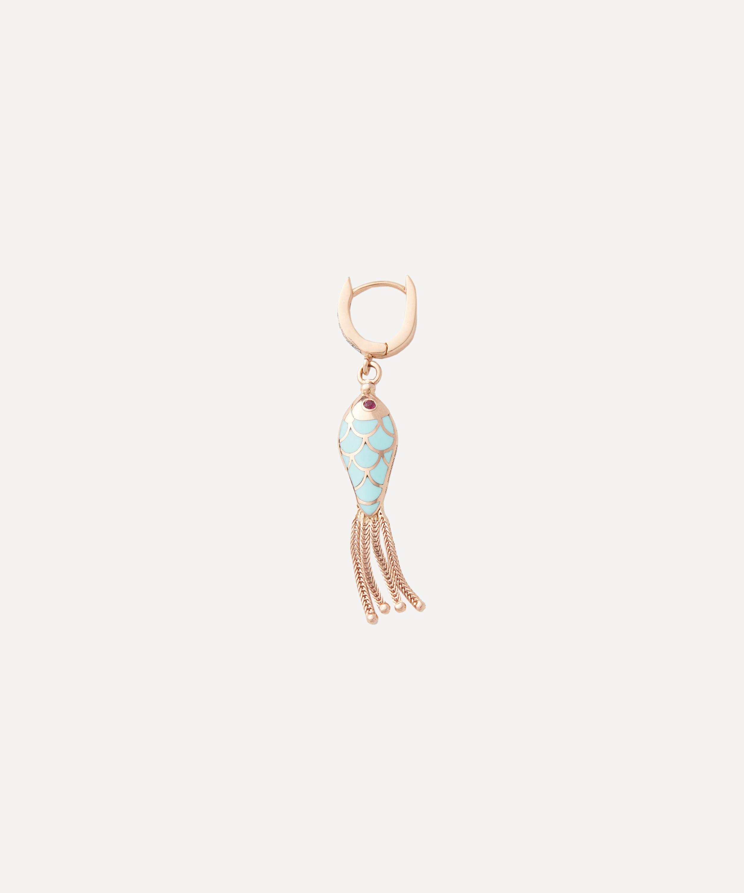 Selim Mouzannar - 18ct Rose Gold Fish For Love Drop Earring image number 1