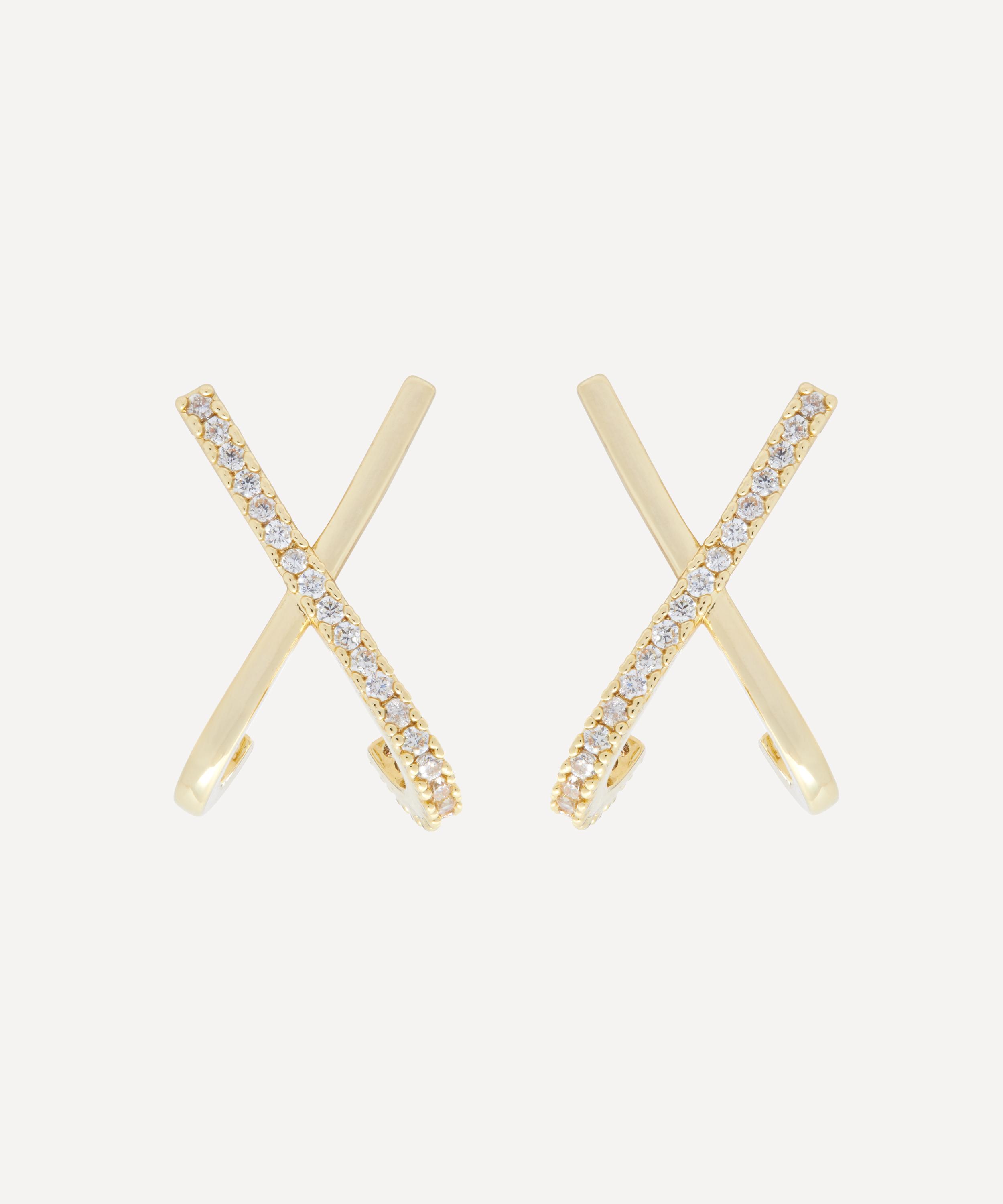 SHASHI - Gold-Plated Kriss Kross Stud Earrings image number 0