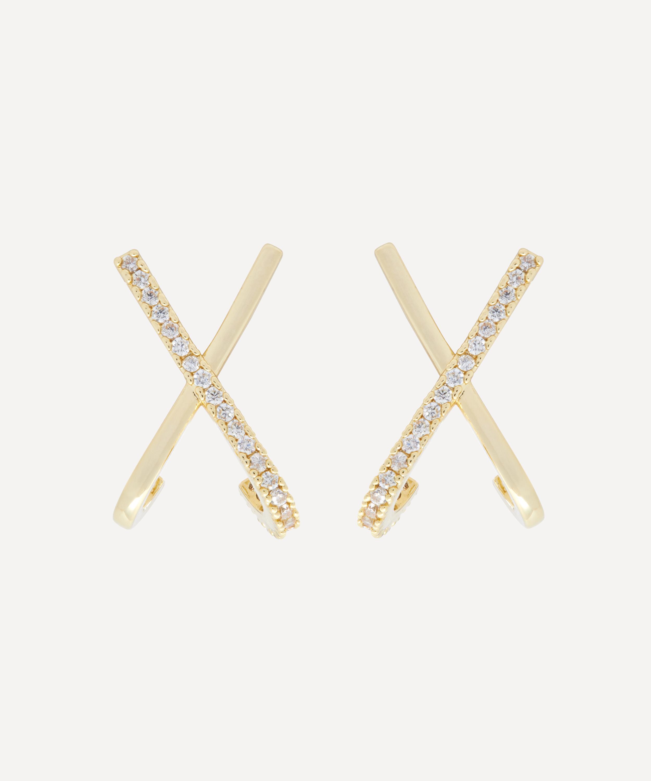 SHASHI - Gold-Plated Kriss Kross Stud Earrings