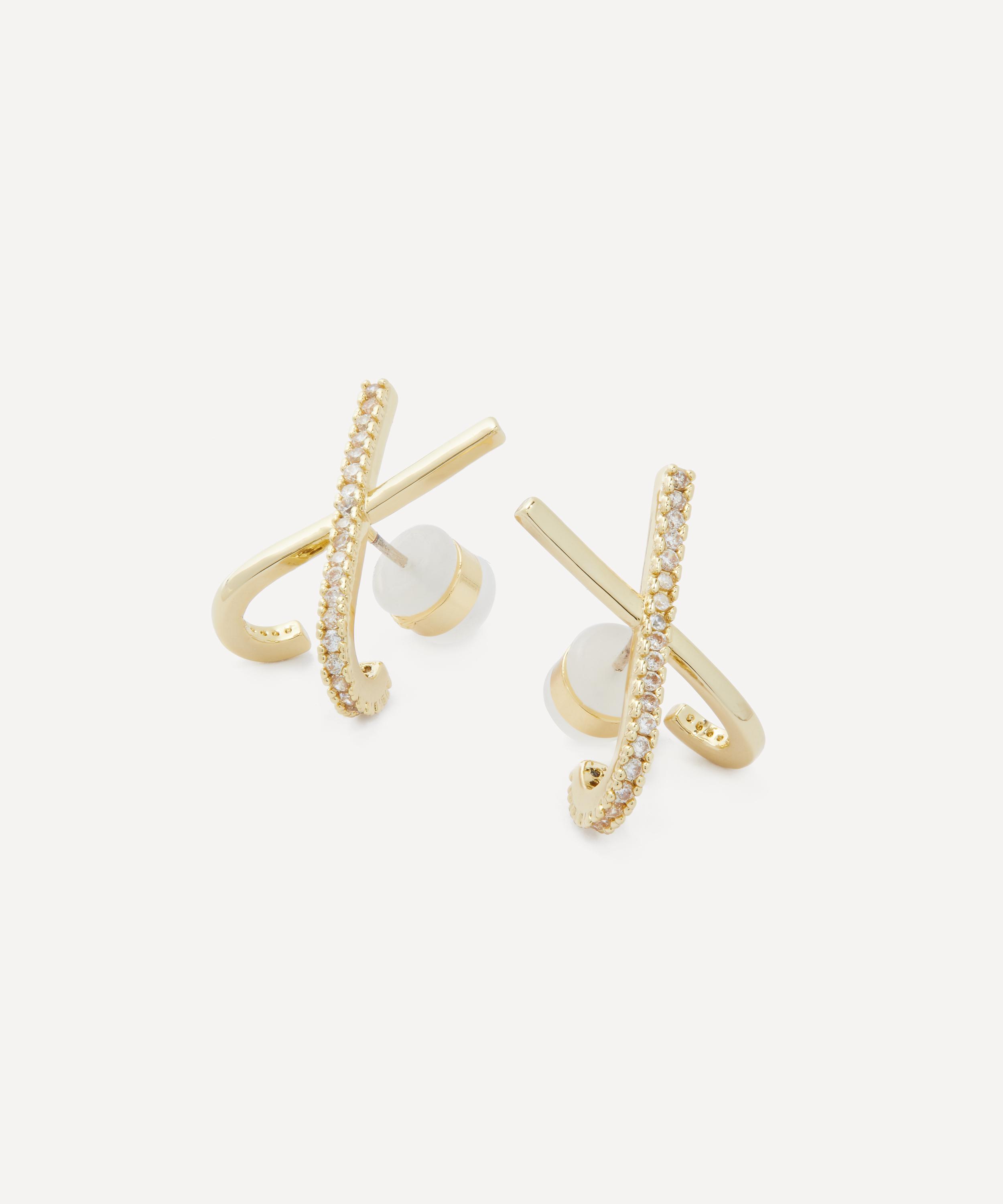 SHASHI - Gold-Plated Kriss Kross Stud Earrings image number 1